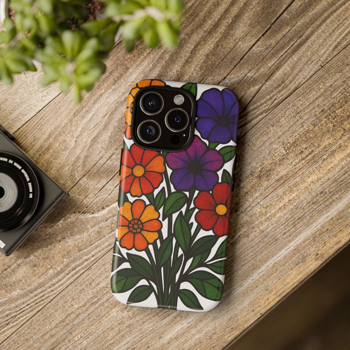 Floral Phone Case, Tough Cases with Colorful Flower Design, Gift for Flower Lovers, Summer Accessories, Trendy Phone Cover