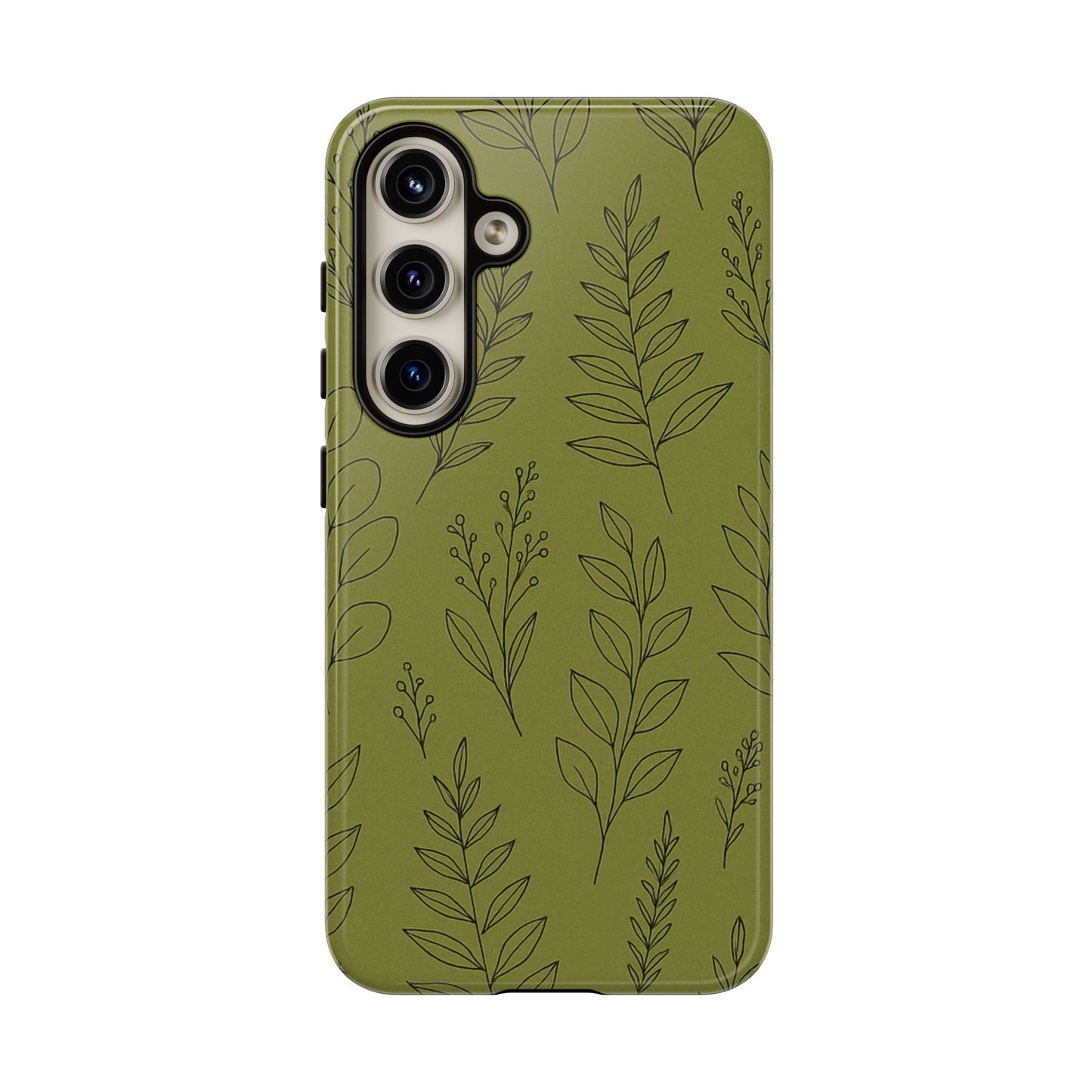Stylish Phone Case, Botanical Design, Tough Phone Cover, Green Floral Case, Nature Inspired Gift, Eco-Friendly Accessory