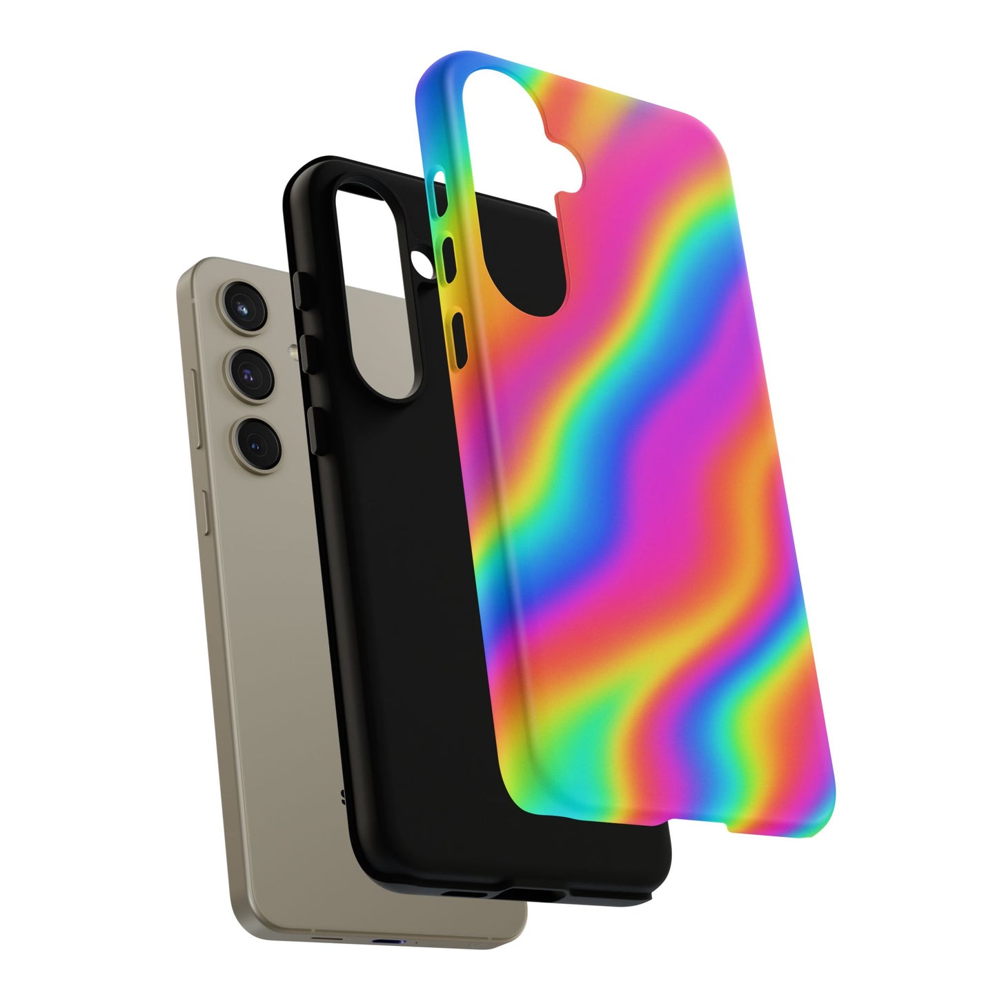 Rainbow Wavy Phone Case - Colorful Tough Cases for Stylish Protection, LGBTQ+ Pride Gift, Trendy Phone Accessory, Birthday, Holiday Present