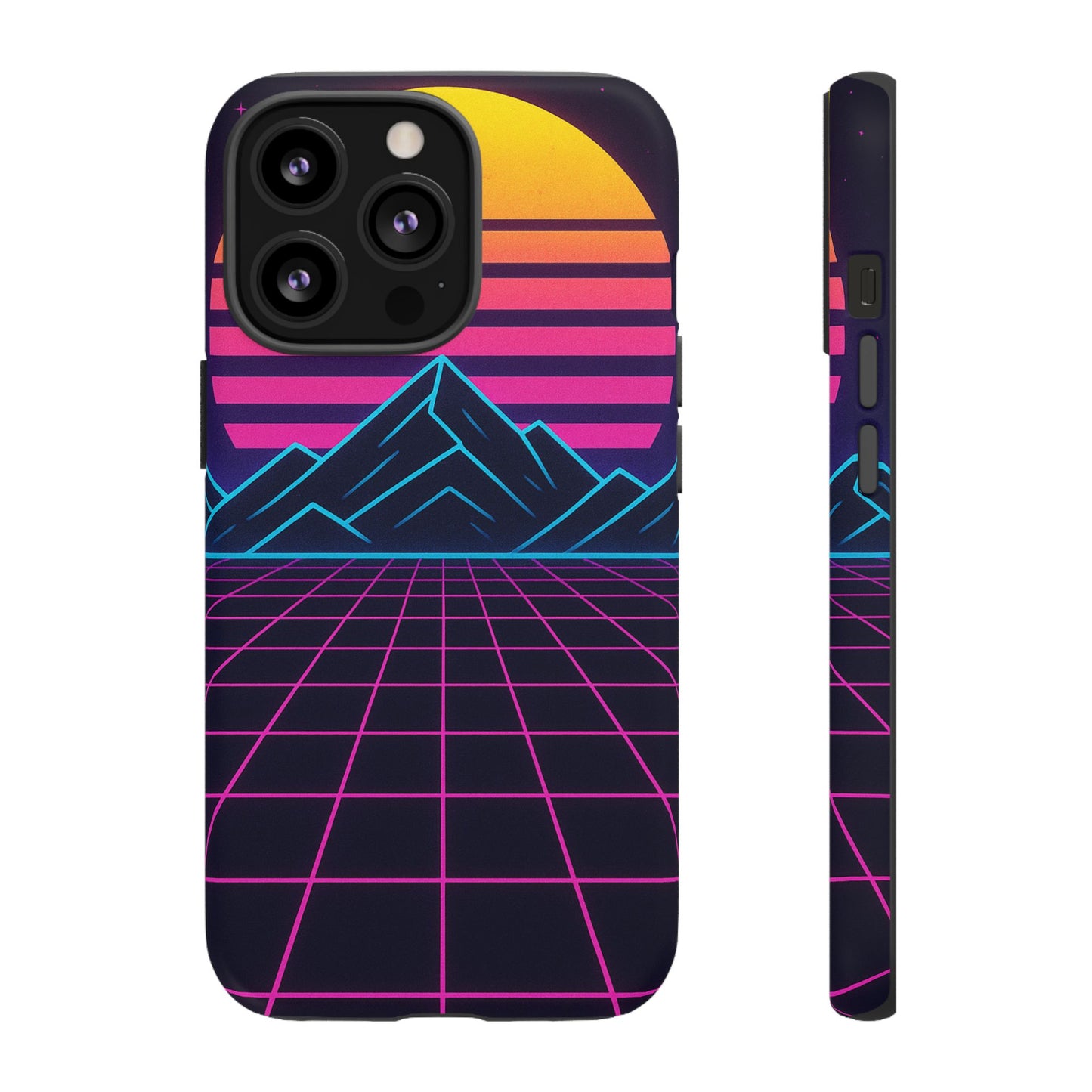 Retro Sunset Phone Case, Vintage Neon Case, 80s Aesthetic Cover, Gift for Tech Lovers, Unique Phone Accessories