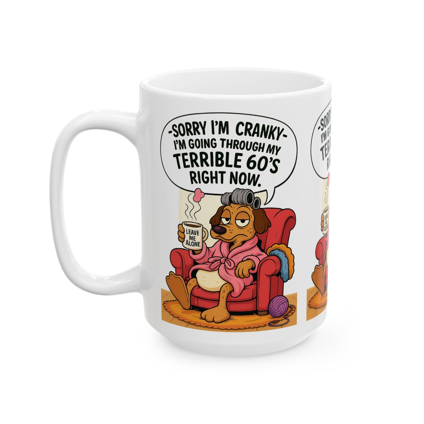 Terrible 60's Comic Mug - Funny Ceramic Coffee Cup, Dog Lover Gift, Quirky Birthday Present, Humor for Foodies, Sassy Kitchen Decor