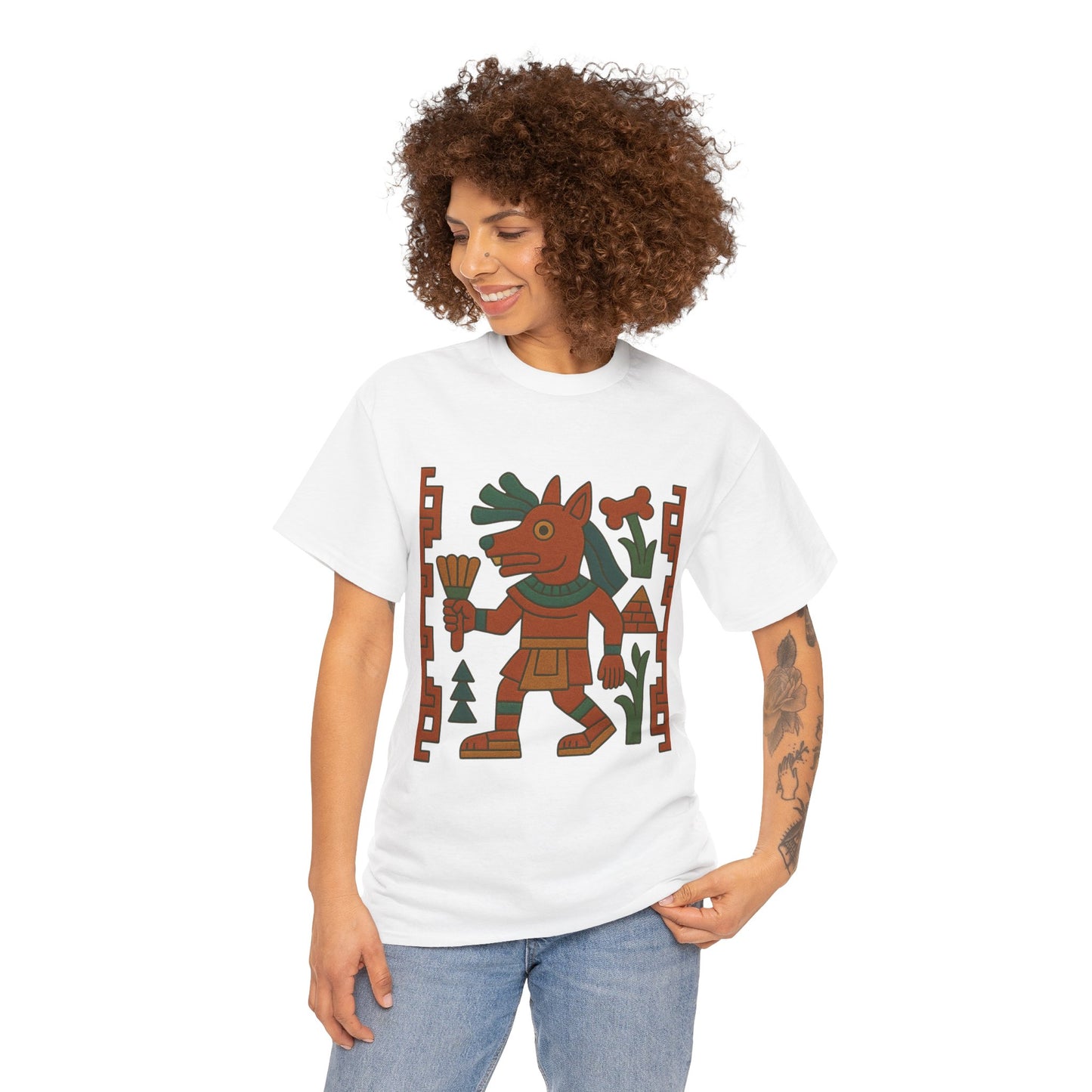 Cultural Graphic Tee, Unisex Cotton T-Shirt, Artistic Apparel, Ethnic Design Shirt, Gift for Art Lovers, Festival Clothing, Aztec