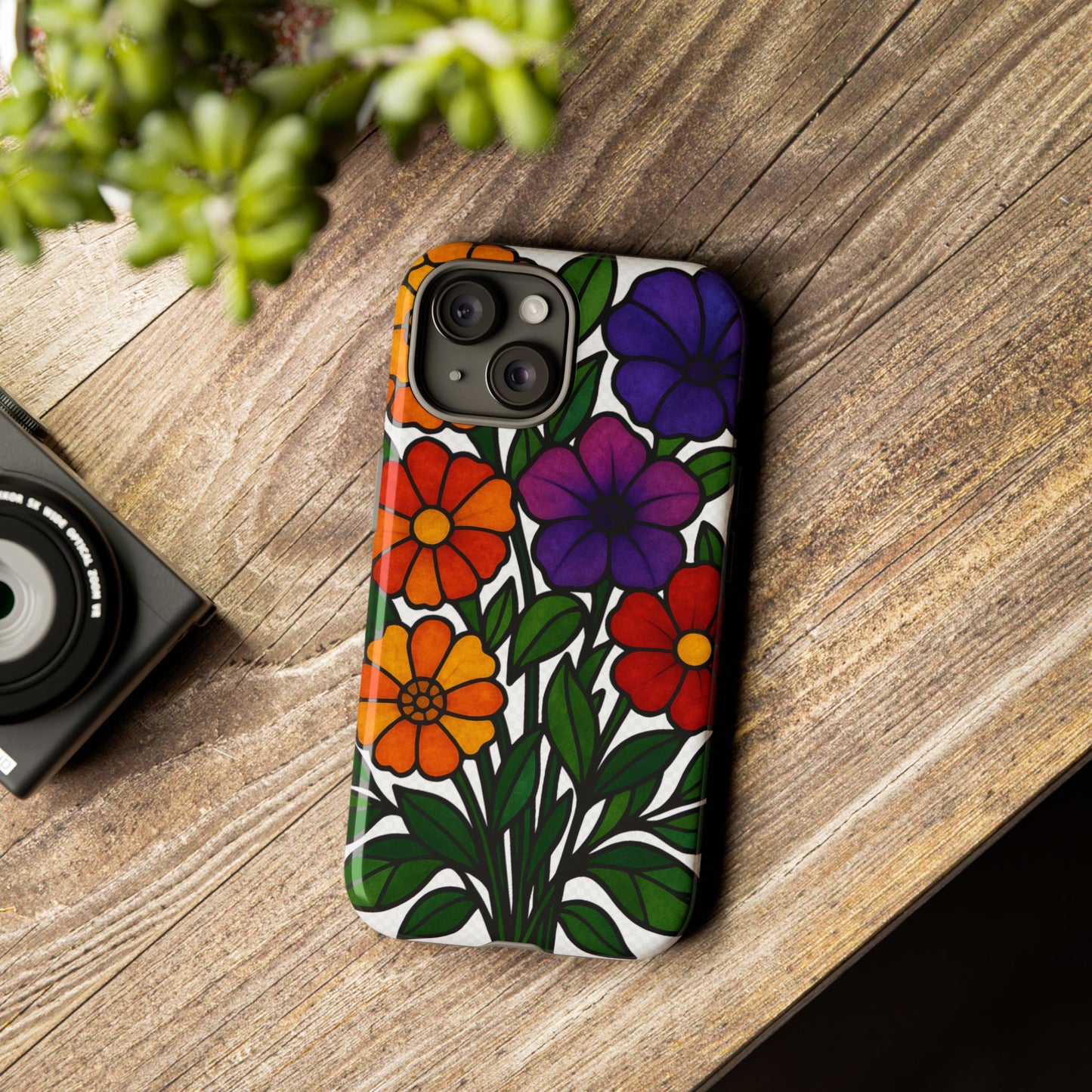 Floral Phone Case, Tough Cases with Colorful Flower Design, Gift for Flower Lovers, Summer Accessories, Trendy Phone Cover