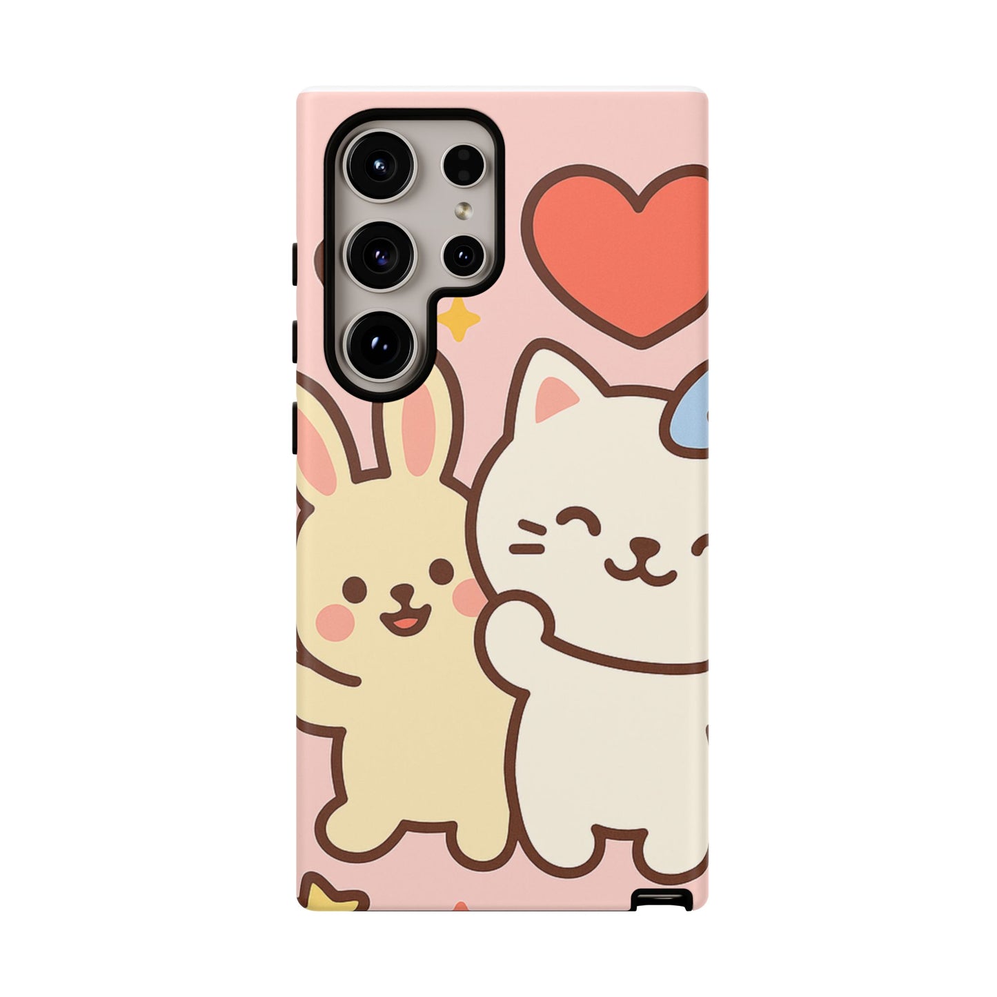Cute Animal Phone Case -Tough Cases with Bunny and Cat Design, Kawaii Gift for Kids, Birthday, Everyday Use, Phone Accessories, teenage girl