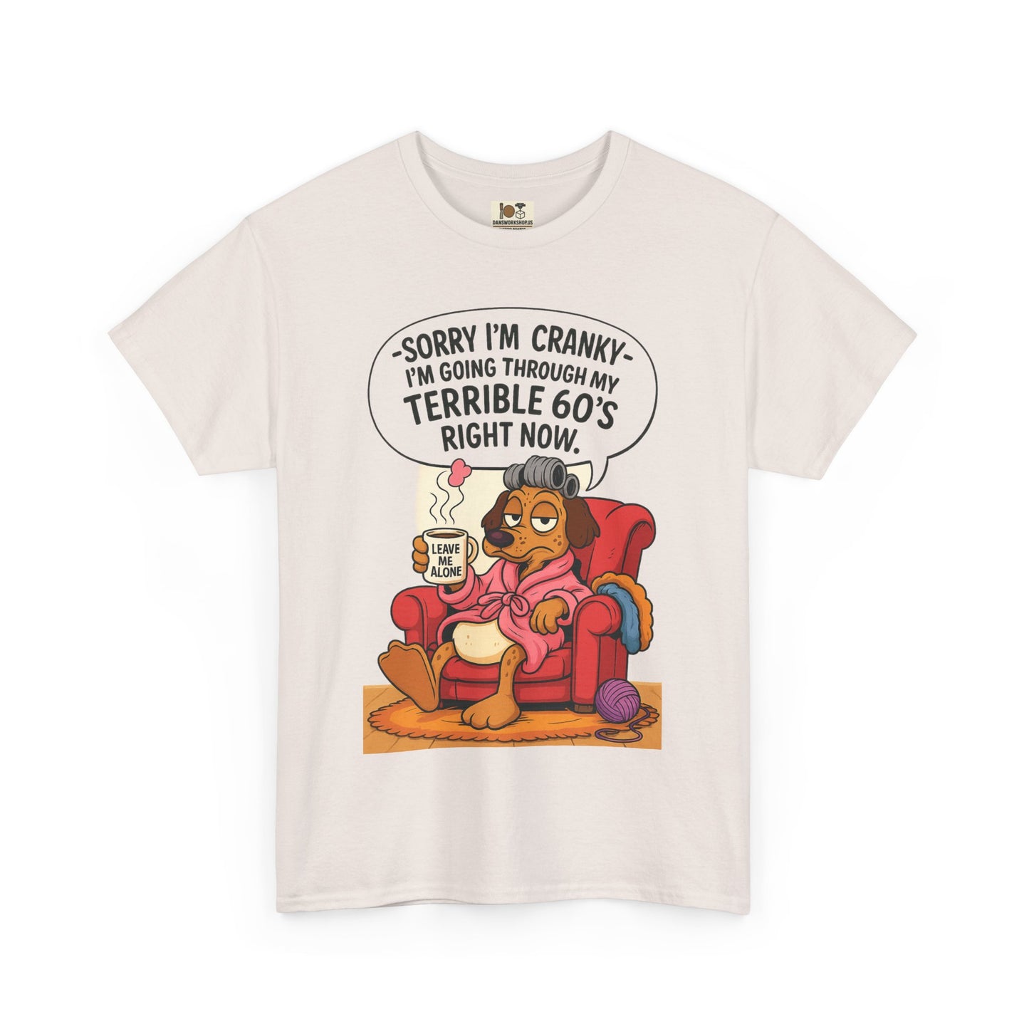 Funny Cranky 60s Unisex Heavy Cotton Tee, Gift for 60th Birthday, 60s Humor Shirt, Quirky Tee, Casual Wear, Everyday Comfort