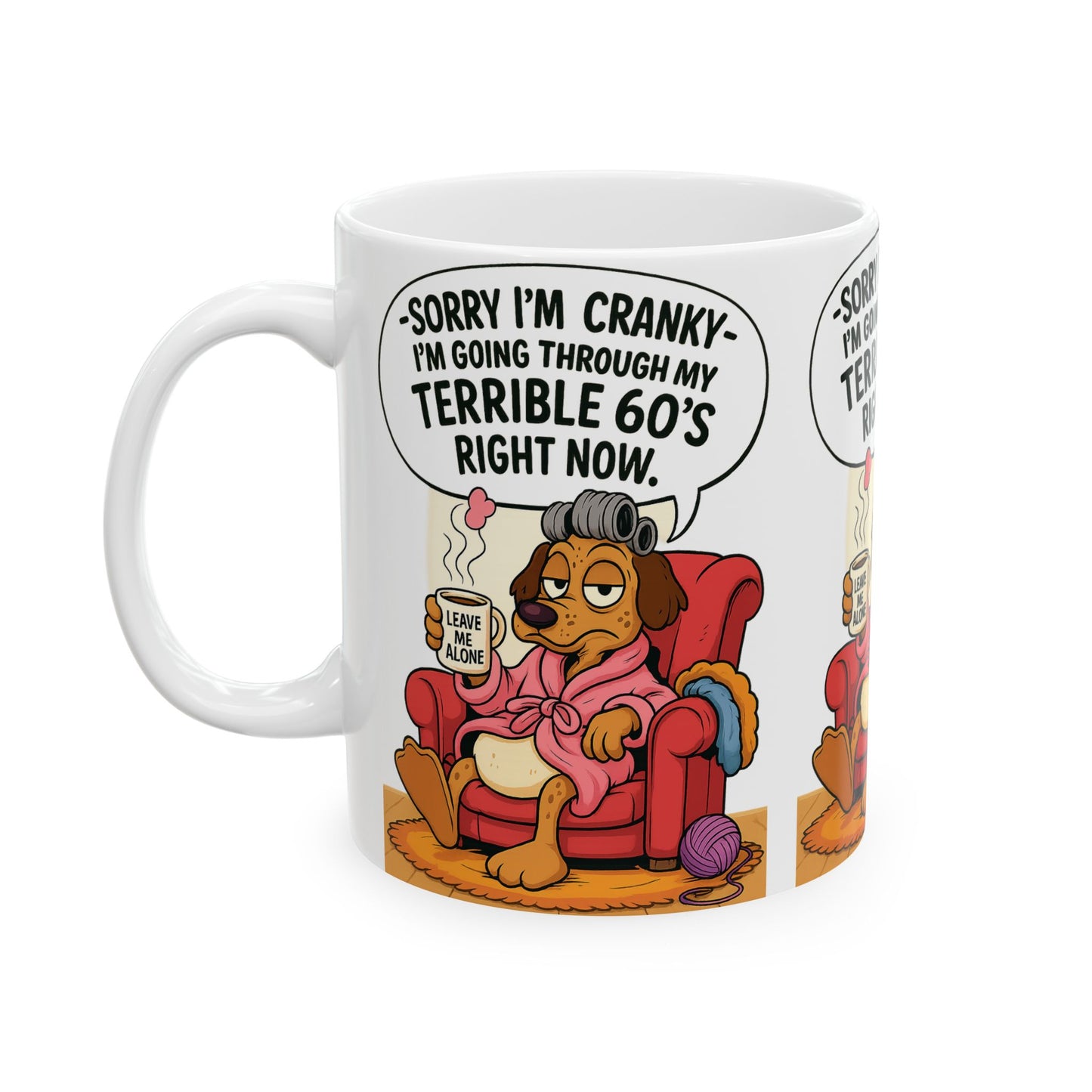 Terrible 60's Comic Mug - Funny Ceramic Coffee Cup, Dog Lover Gift, Quirky Birthday Present, Humor for Foodies, Sassy Kitchen Decor