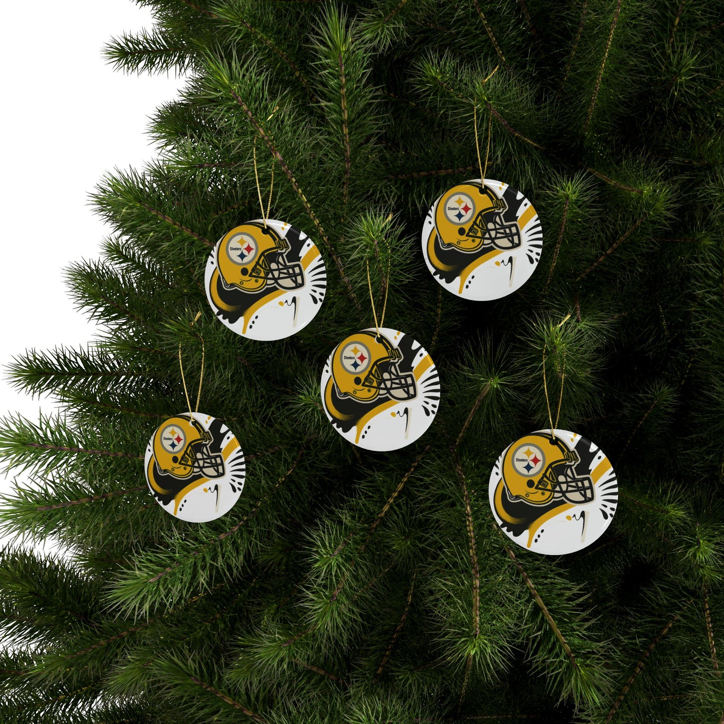 Steelers Ceramic Ornaments - Perfect for Holiday Decor, Gifts, Tree Ornaments, Sports Fan Gifts, Celebrations