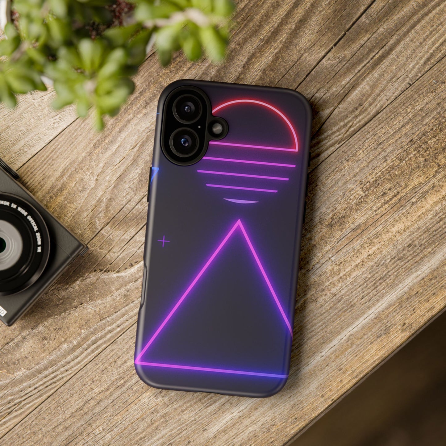 Retro Neon Phone Case, Tough Cases for iPhone, 80s Aesthetic Phone Cover, Abstract Neon Design, Gift for Tech Lovers