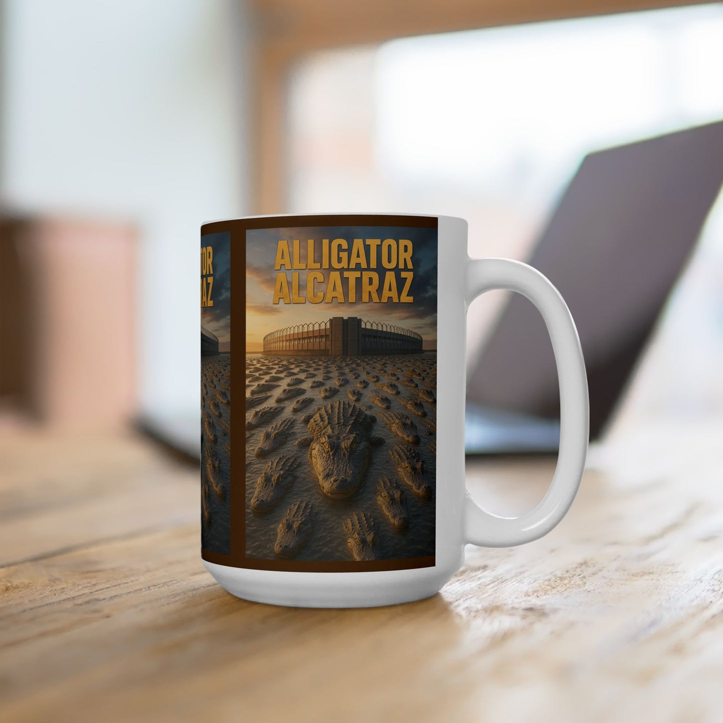 Alligator Alcatraz Ceramic Mug | Unique Gift for Nature Lovers, Home Decor, Coffee Tea Mug, Wildlife Enthusiast, Animal Lover