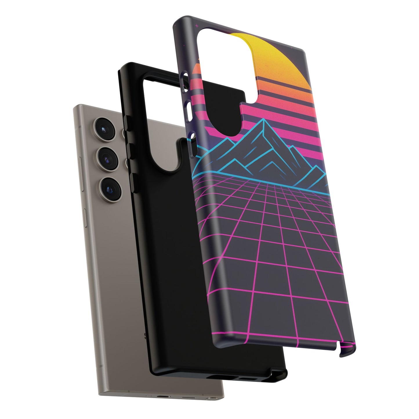 Retro Sunset Phone Case, Vintage Neon Case, 80s Aesthetic Cover, Gift for Tech Lovers, Unique Phone Accessories