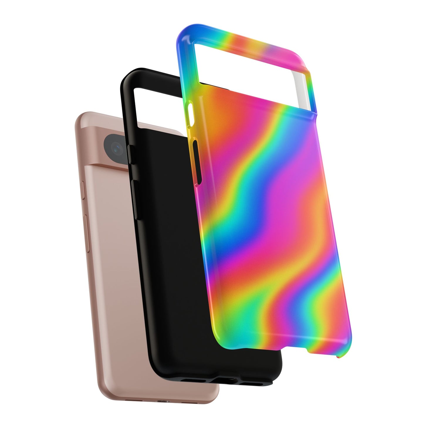 Rainbow Wavy Phone Case - Colorful Tough Cases for Stylish Protection, LGBTQ+ Pride Gift, Trendy Phone Accessory, Birthday, Holiday Present