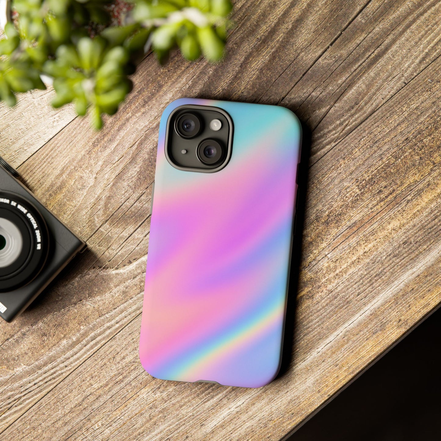 Colorful Holographic Phone Case, Tough Cases for iPhone, Trendy Phone Cover, Unique Gift for Her, Pastel Phone Accessory