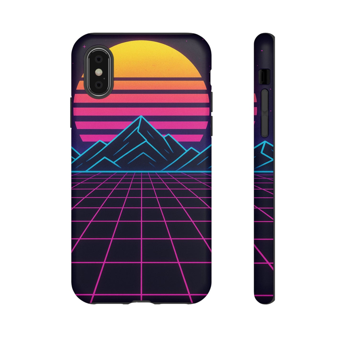 Retro Sunset Phone Case, Vintage Neon Case, 80s Aesthetic Cover, Gift for Tech Lovers, Unique Phone Accessories