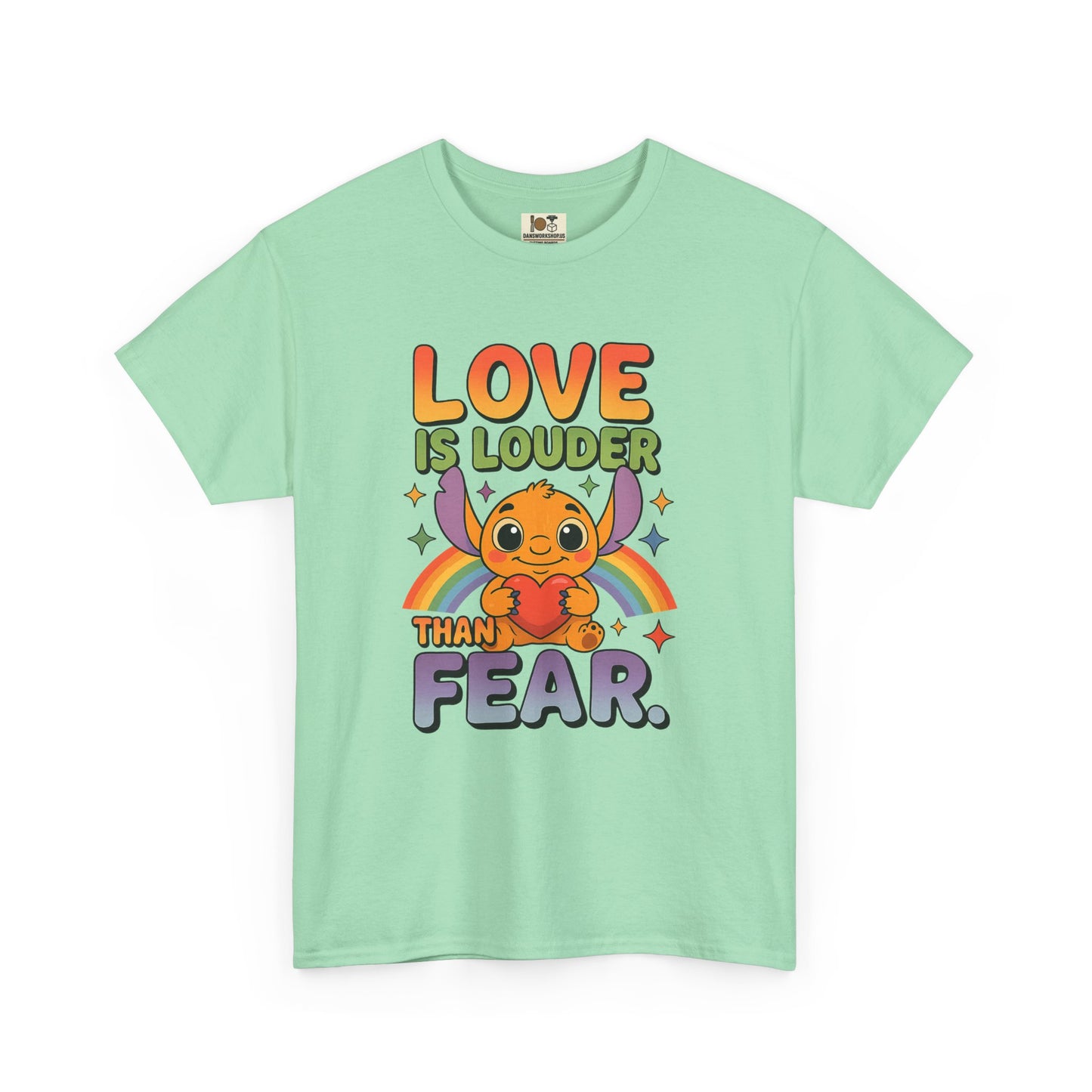 Love is Louder Unisex Heavy Cotton Tee, Positive Vibes Shirt, Pride Apparel, Gift for Friends, Fearless Fashion, Rainbow Graphic Tee