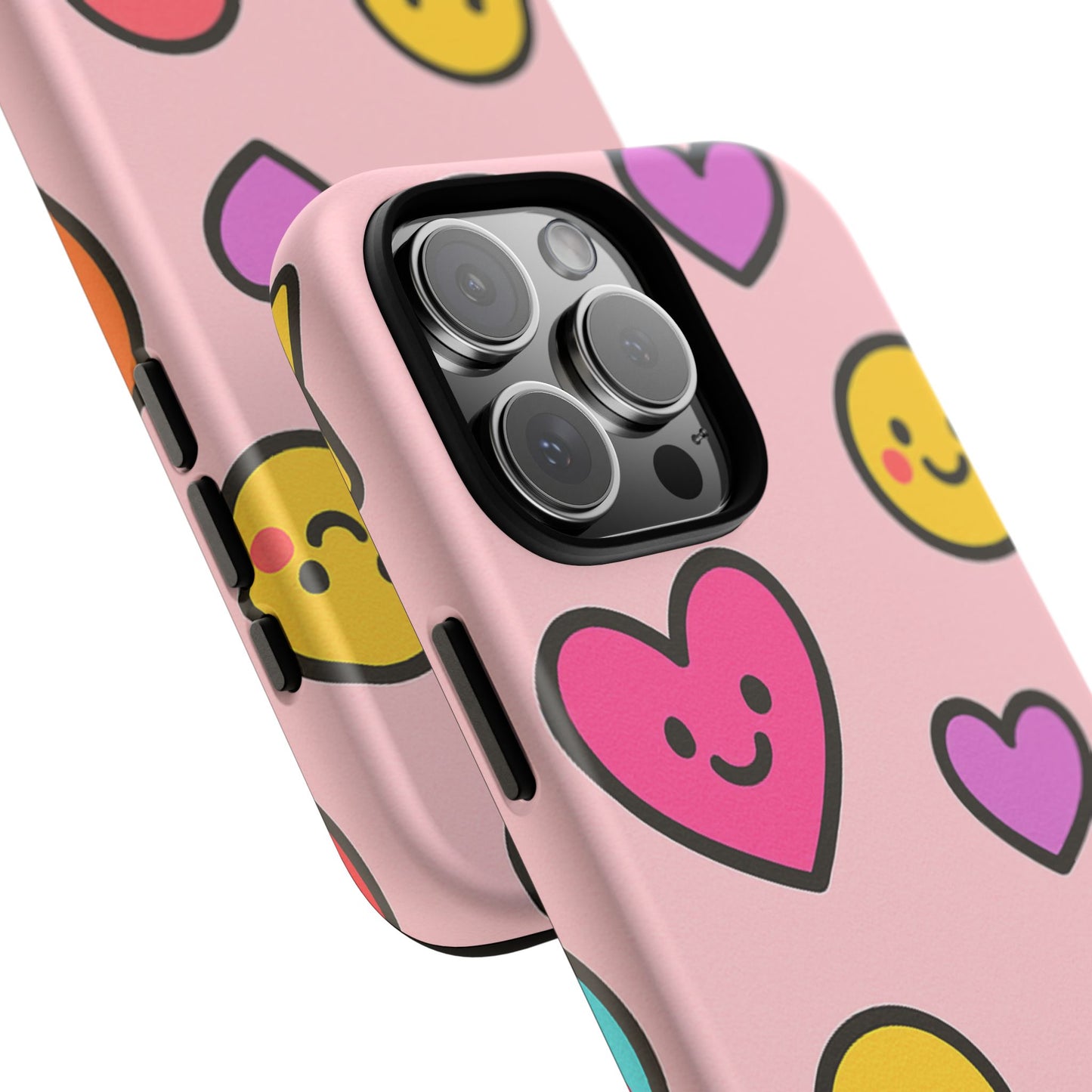 Cute Phone Case with Smiley Faces and Hearts, Fun Gift for Kids and Teens, Cellphone Protector, Birthday Present, Cute Accessories
