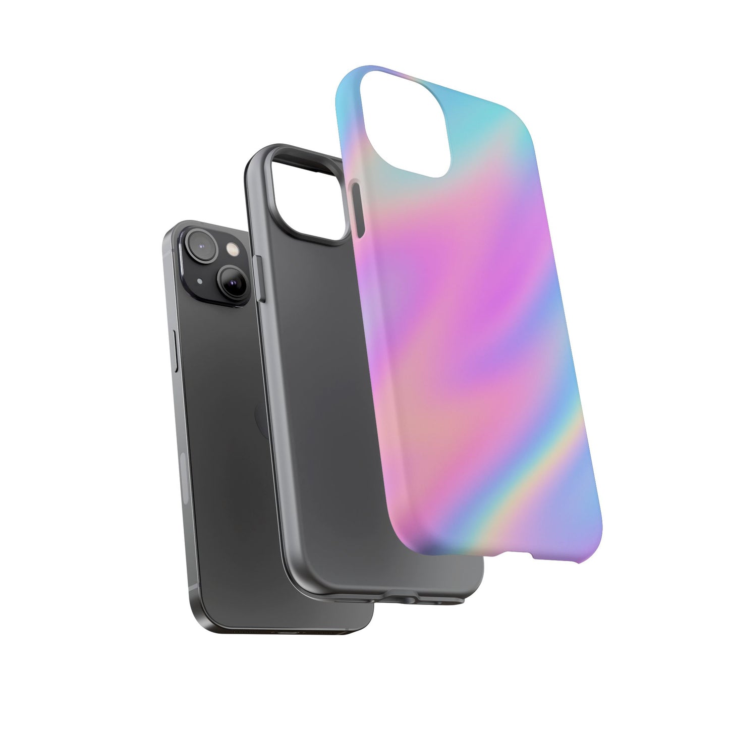 Colorful Holographic Phone Case, Tough Cases for iPhone, Trendy Phone Cover, Unique Gift for Her, Pastel Phone Accessory