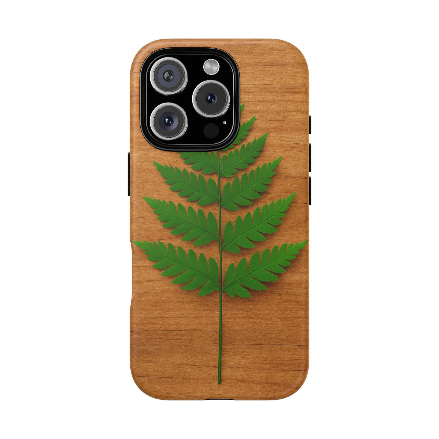 Wooden Fern Phone Case - Eco-Friendly Tough Cases for Nature Lovers, Unique Gift, Customizable Design, Nature-Themed Accessories