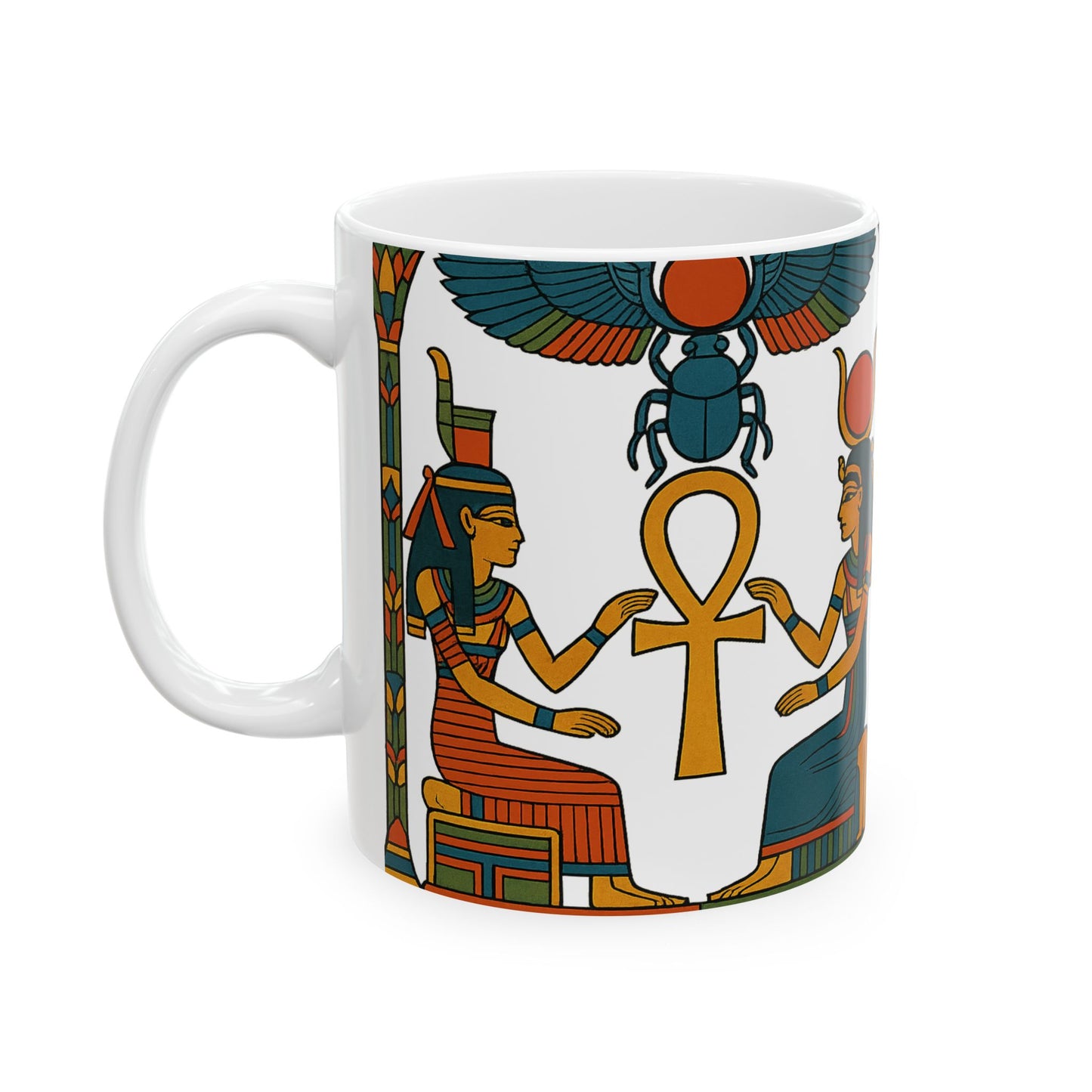Egyptian Queen Ceramic Mug, Unique Gift for Art Lovers, Bohemian Decor, Coffee Mug, 11oz or 15oz Options