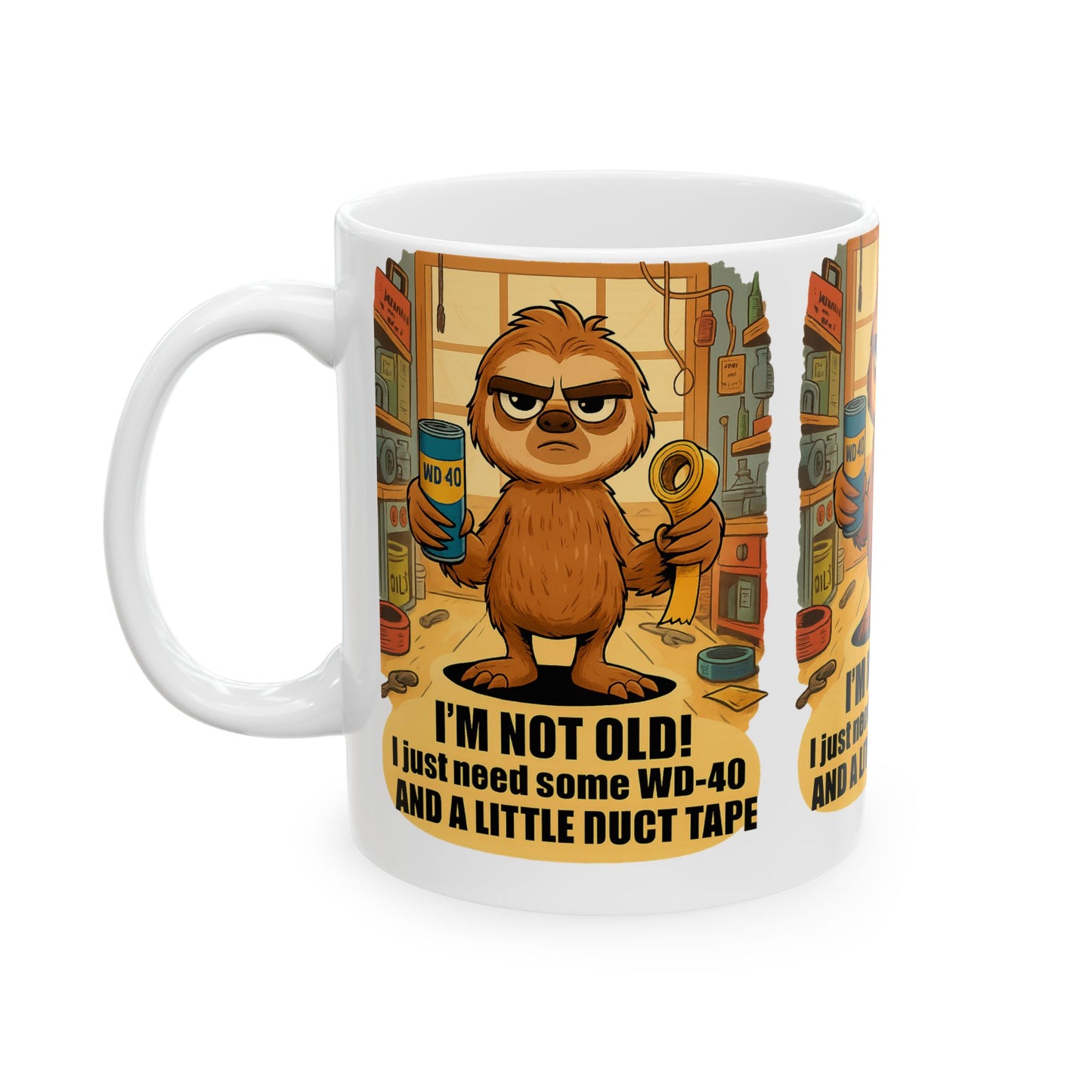 Funny Sloth Mug for DIY Lovers, Gift for Father's Day, Cute Coffee Cup, Home Office Decor, Fun Present for Handyman