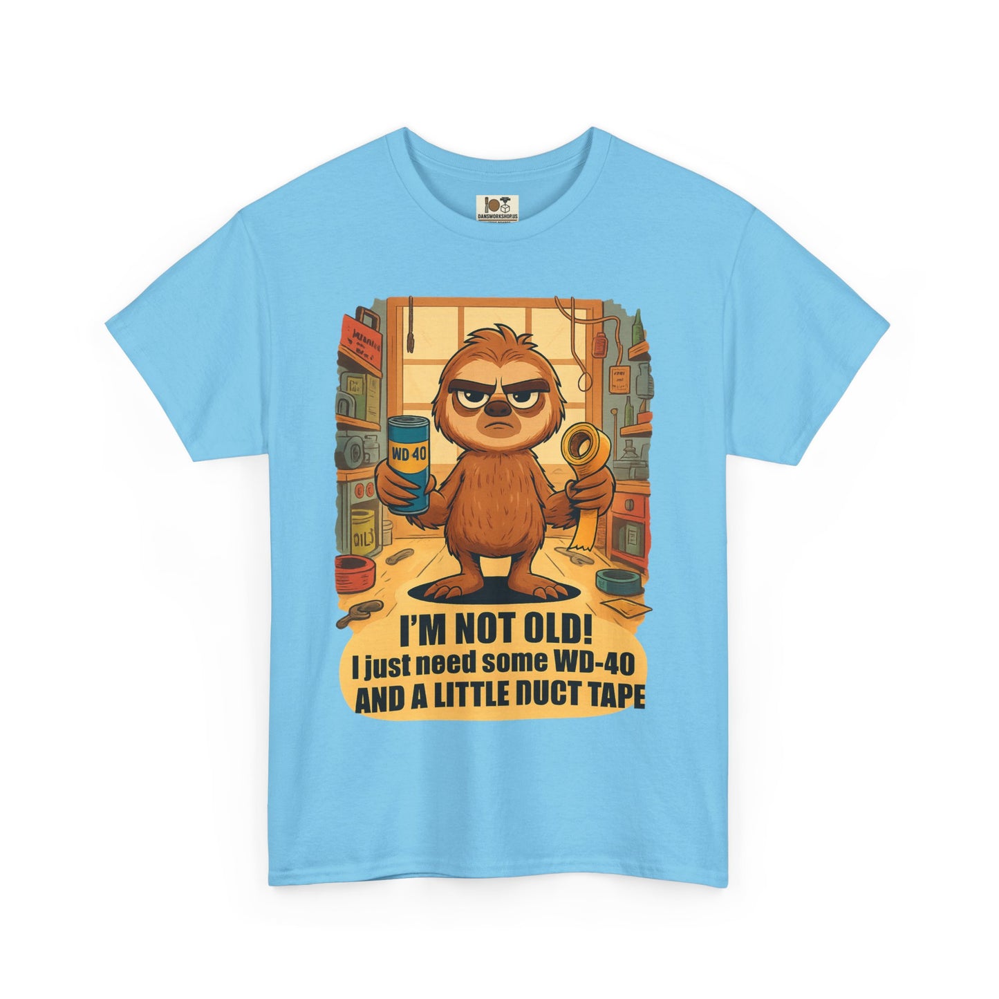 Funny Quote Tee, I'm Not Old WD-40 Sloth Shirt, Gift for Dad, Birthday Humor T-Shirt, Unisex Funny Cotton Top