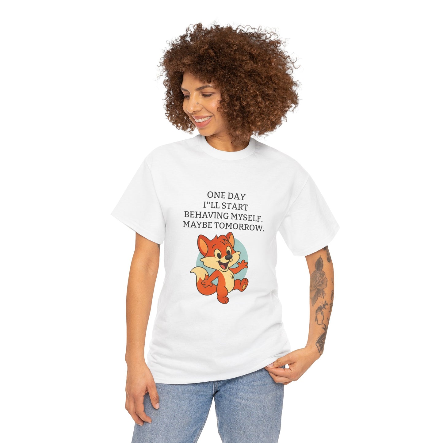 Playful Cartoon Tee - Funny Graphic T-Shirt, Unisex Heavy Cotton Shirt, Gift for Animal Lovers, Casual Wear