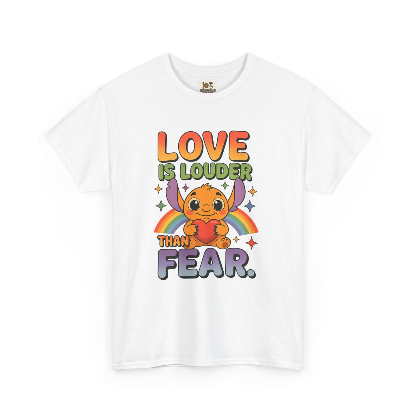 Love is Louder Unisex Heavy Cotton Tee, Positive Vibes Shirt, Pride Apparel, Gift for Friends, Fearless Fashion, Rainbow Graphic Tee