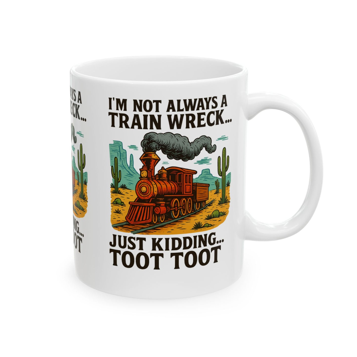 Humorous Trainwreck Mug - Perfect Gift, Funny Coffee Tea Cup, 11oz, 15oz, Ideal for Birthdays, Holidays, Train Lovers