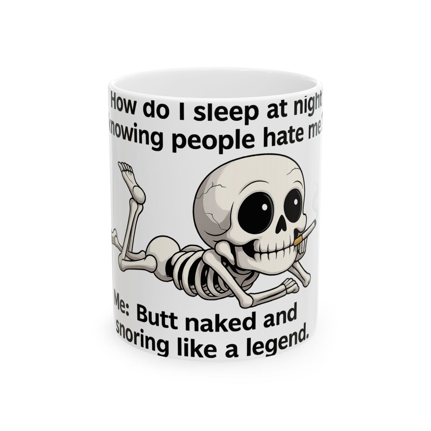 Funny Skeleton Mug - 11oz & 15oz | Humorous Gift for Halloween, Coffee Lovers, Sleep Enthusiasts, Birthday Present, Quirky Home Decor