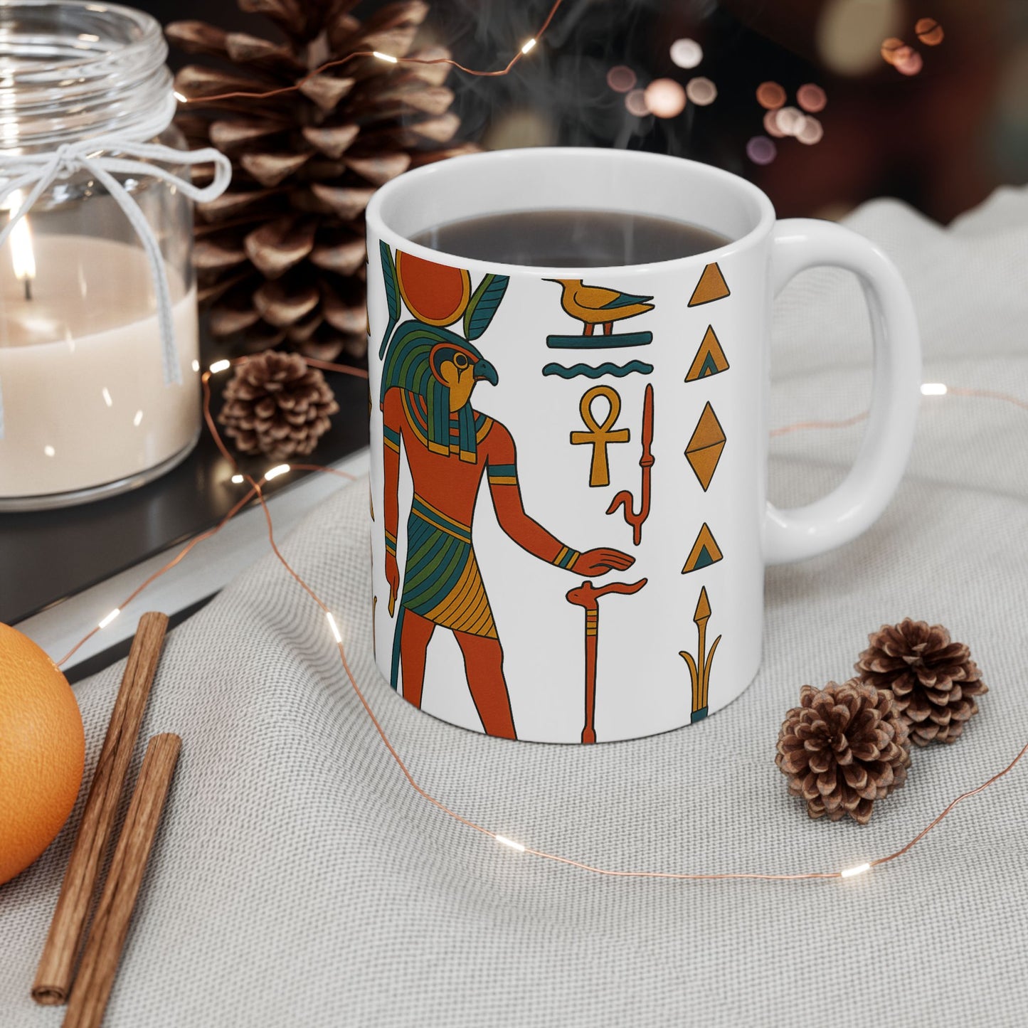 Egyptian Art Ceramic Mug - 11oz & 15oz | Unique Gift, Home Decor, Coffee Cup, Egyptian Theme, Ancient Egypt