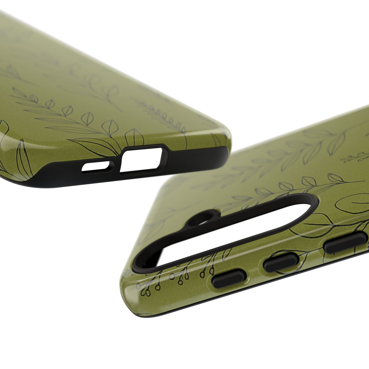 Stylish Phone Case, Botanical Design, Tough Phone Cover, Green Floral Case, Nature Inspired Gift, Eco-Friendly Accessory