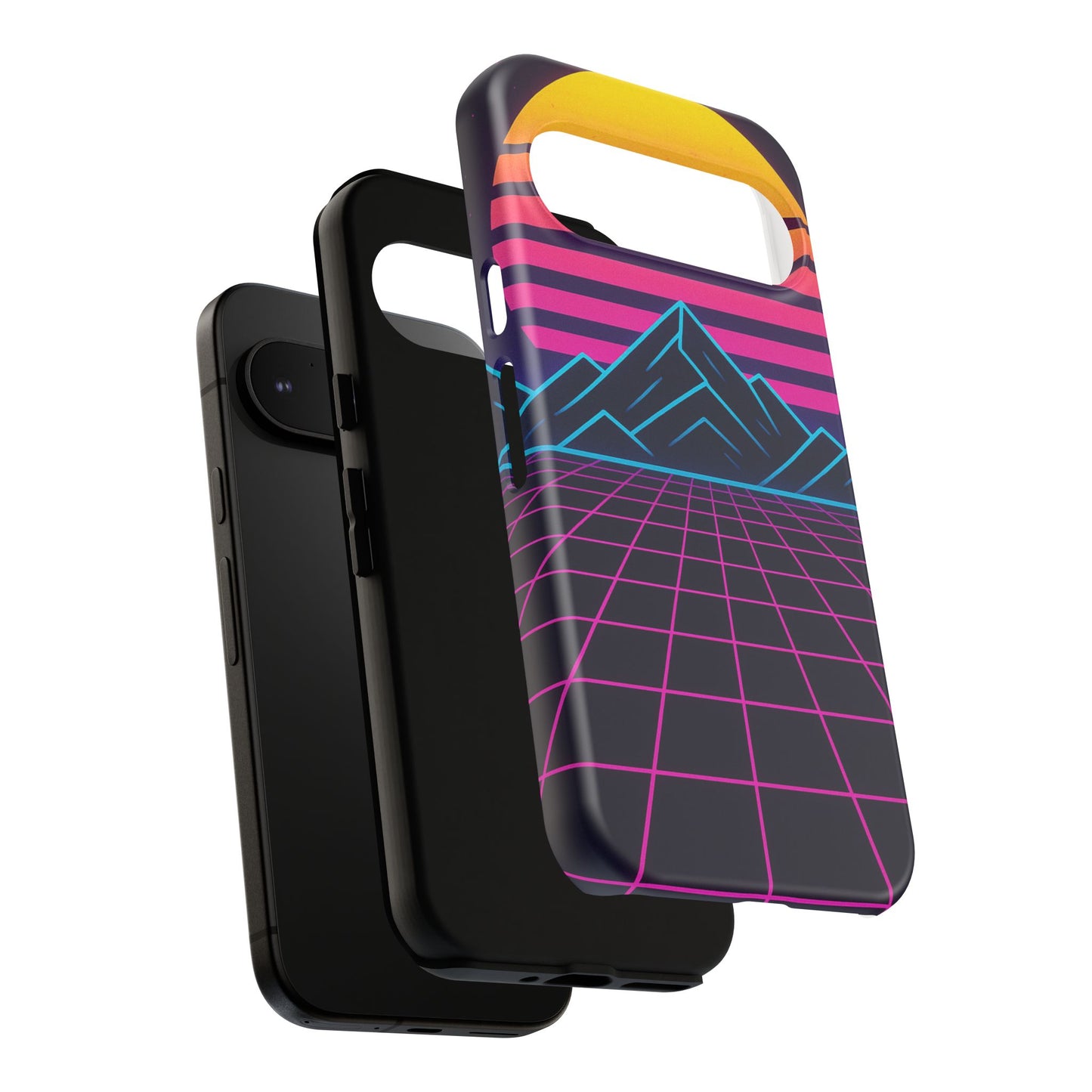 Retro Sunset Phone Case, Vintage Neon Case, 80s Aesthetic Cover, Gift for Tech Lovers, Unique Phone Accessories