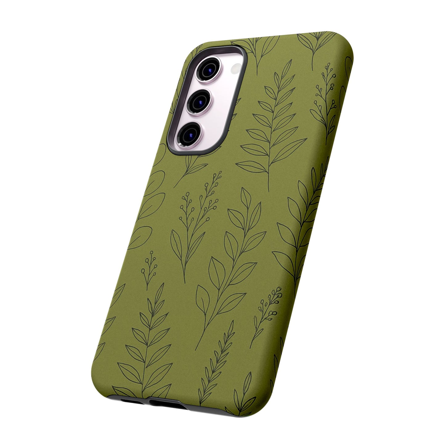 Stylish Phone Case, Botanical Design, Tough Phone Cover, Green Floral Case, Nature Inspired Gift, Eco-Friendly Accessory
