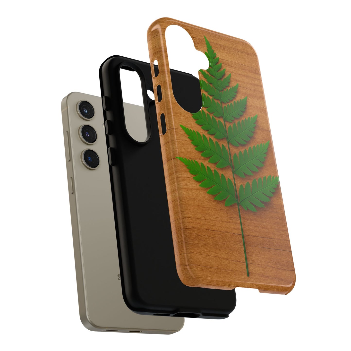 Wooden Fern Phone Case - Eco-Friendly Tough Cases for Nature Lovers, Unique Gift, Customizable Design, Nature-Themed Accessories