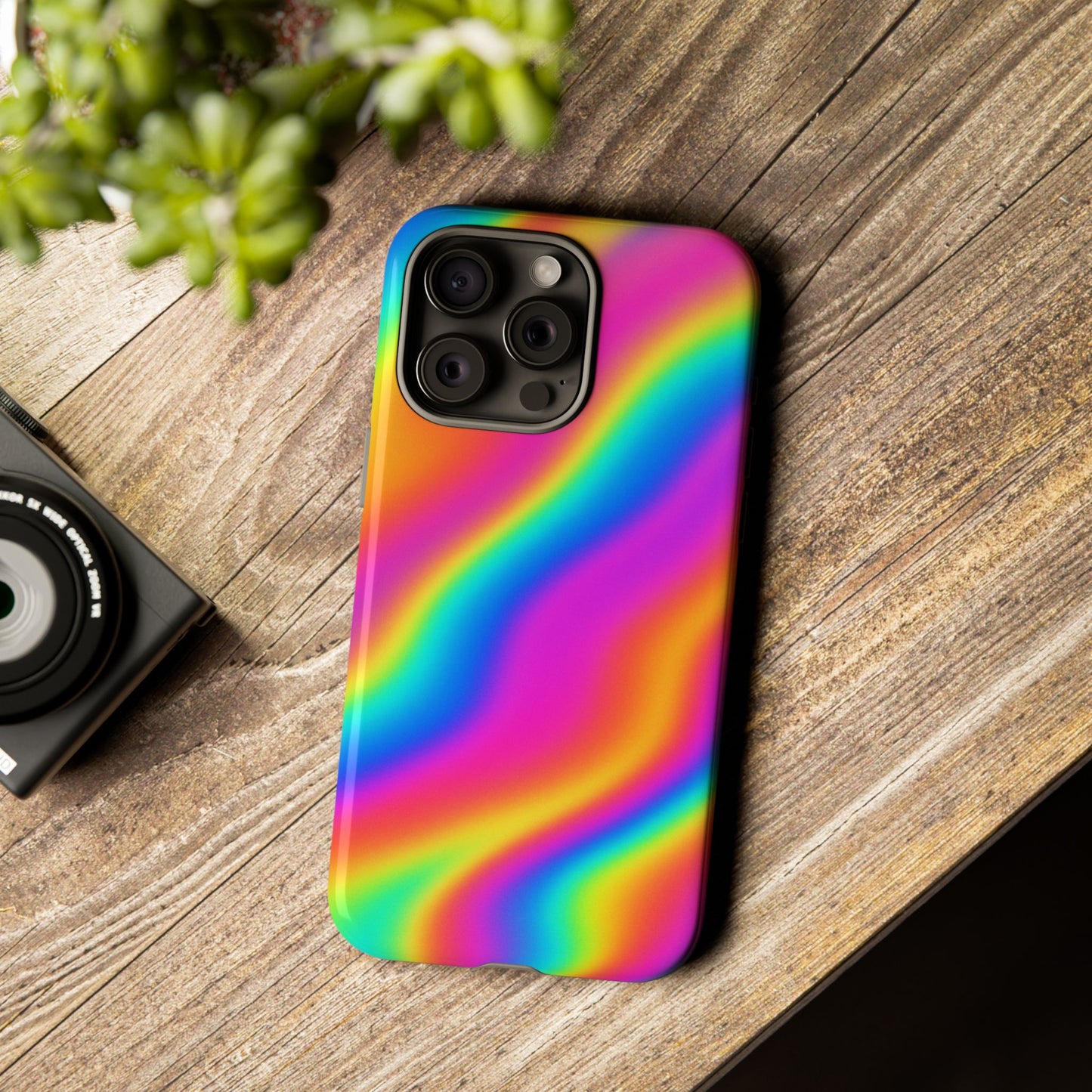 Rainbow Wavy Phone Case - Colorful Tough Cases for Stylish Protection, LGBTQ+ Pride Gift, Trendy Phone Accessory, Birthday, Holiday Present