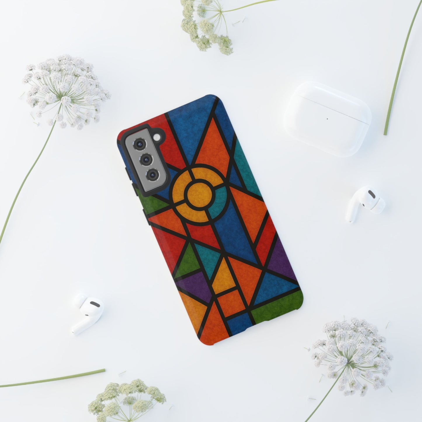 Colorful Stained Glass Phone Case, Artistic Phone Cover, Vibrant Protective Case, Unique Gift for Art Lovers, Stylish Smartphone Accessory