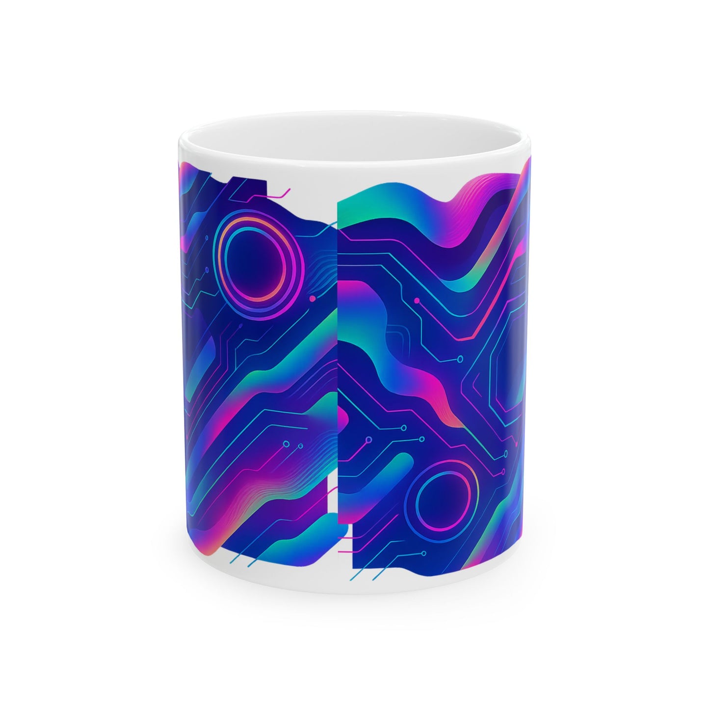 Colorful Circuit Pattern Ceramic Mug | Tech Gift, Coffee Cup, Unique Mug, Geeky Kitchenware, Home Decor