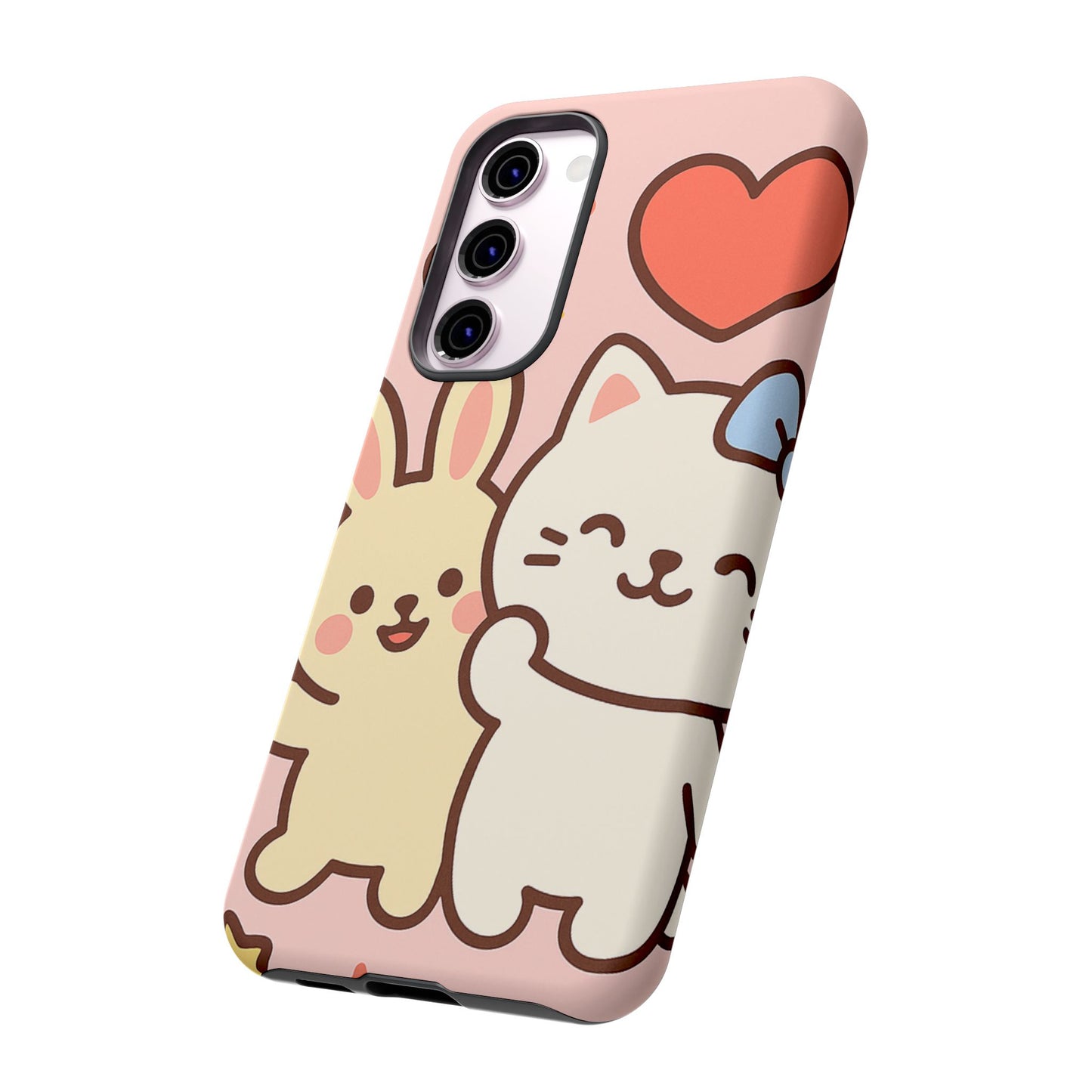 Cute Animal Phone Case -Tough Cases with Bunny and Cat Design, Kawaii Gift for Kids, Birthday, Everyday Use, Phone Accessories, teenage girl