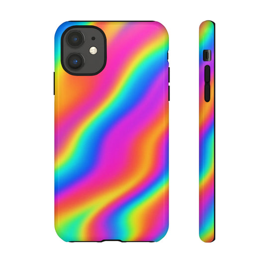 Rainbow Wavy Phone Case - Colorful Tough Cases for Stylish Protection, LGBTQ+ Pride Gift, Trendy Phone Accessory, Birthday, Holiday Present