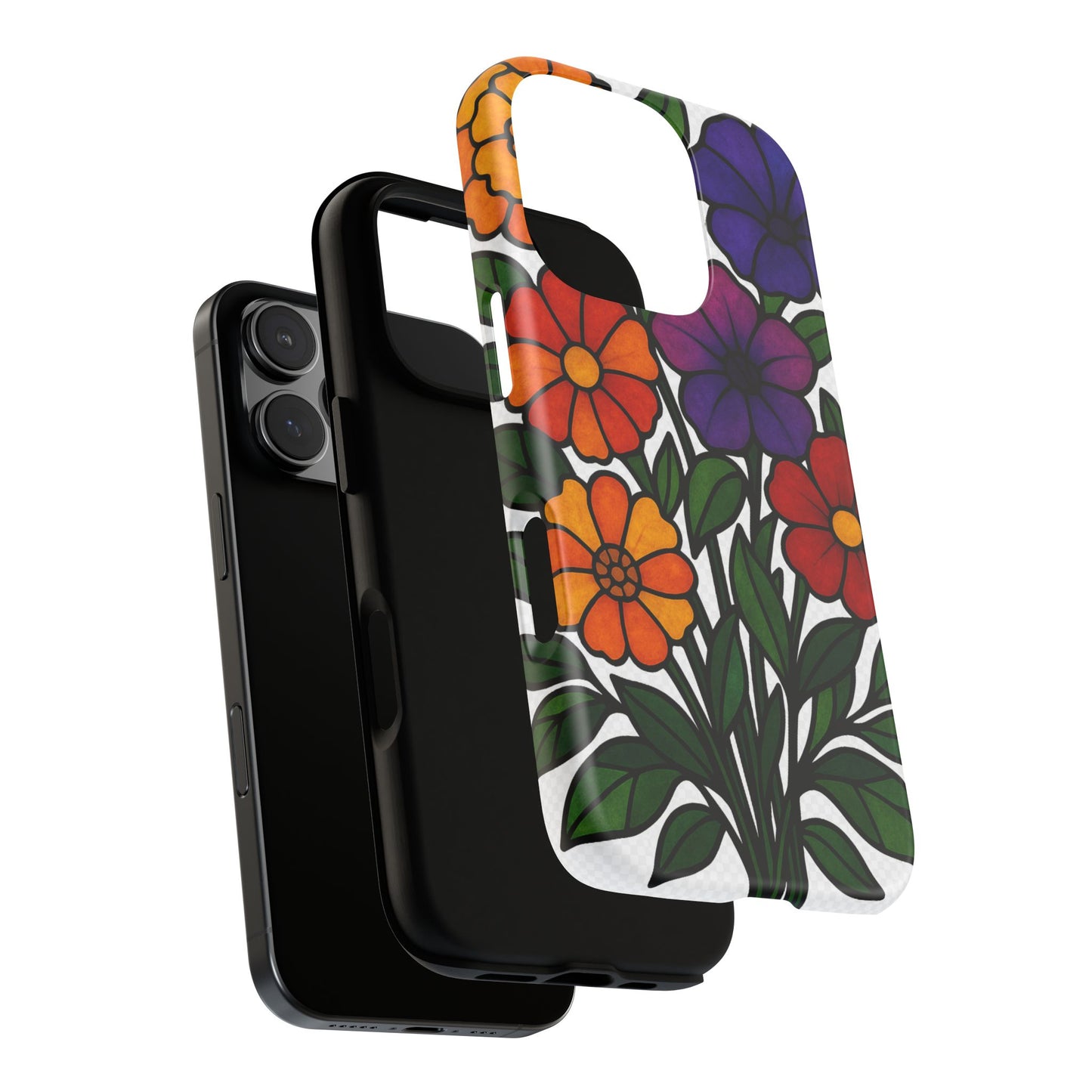 Floral Phone Case, Tough Cases with Colorful Flower Design, Gift for Flower Lovers, Summer Accessories, Trendy Phone Cover