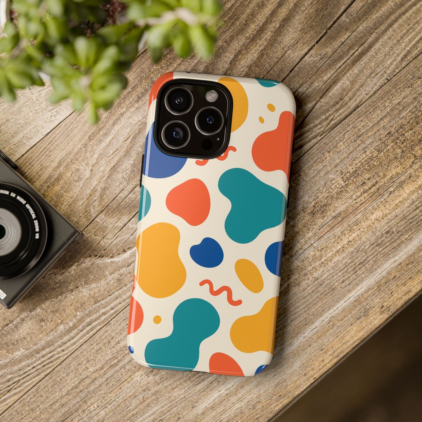 Colorful Phone Case with Abstract Design, Stylish Phone Cover, Trendy Tech Accessory for Her, Unique Gift Idea, Fun Patterned Case