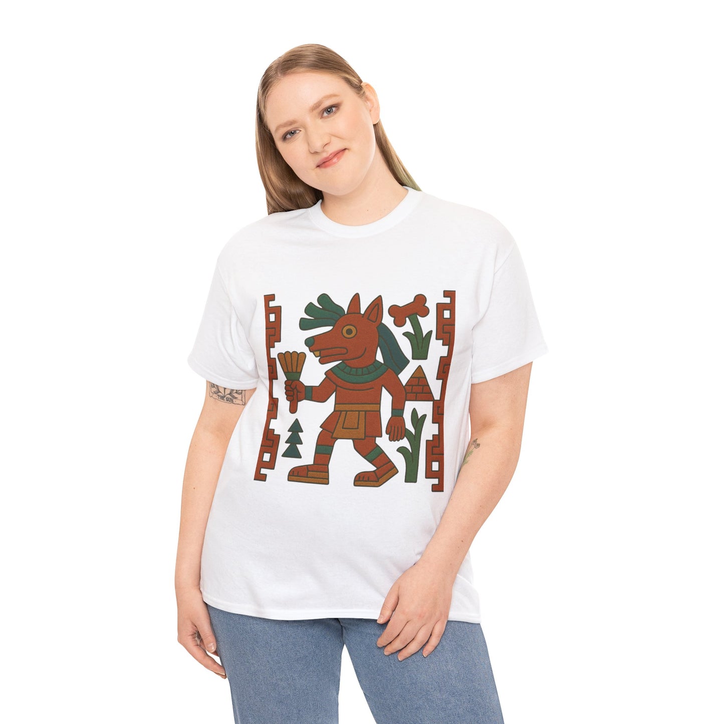 Cultural Graphic Tee, Unisex Cotton T-Shirt, Artistic Apparel, Ethnic Design Shirt, Gift for Art Lovers, Festival Clothing, Aztec
