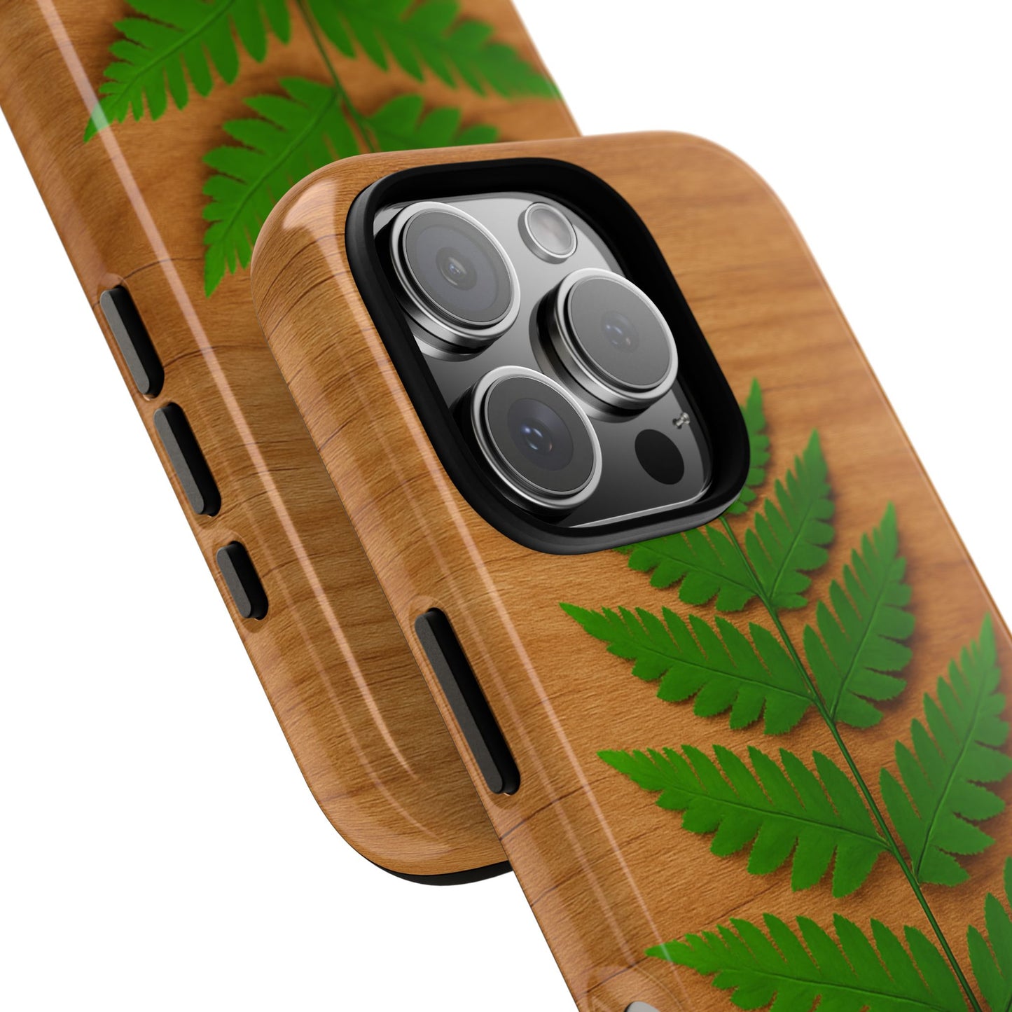 Wooden Fern Phone Case - Eco-Friendly Tough Cases for Nature Lovers, Unique Gift, Customizable Design, Nature-Themed Accessories