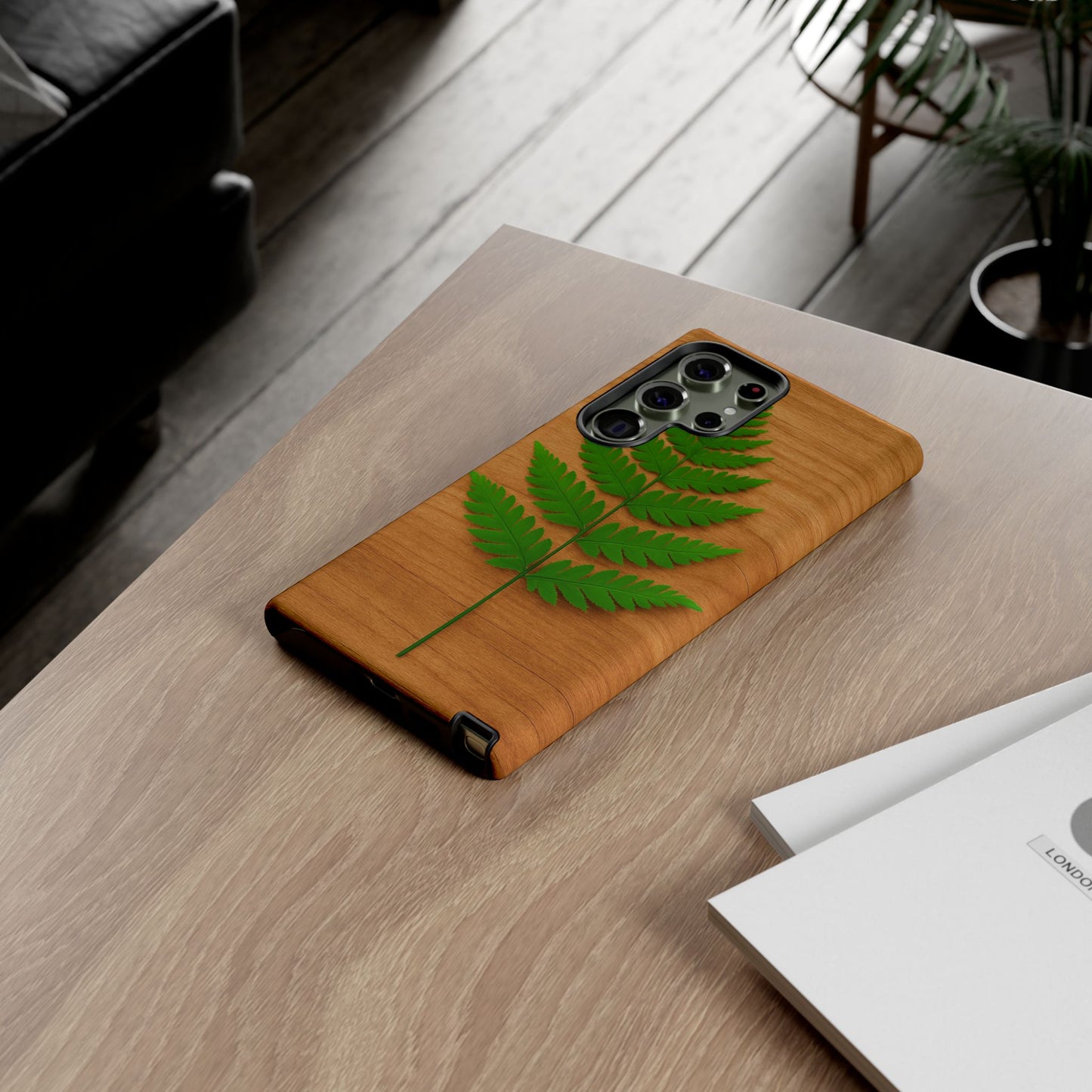 Wooden Fern Phone Case - Eco-Friendly Tough Cases for Nature Lovers, Unique Gift, Customizable Design, Nature-Themed Accessories