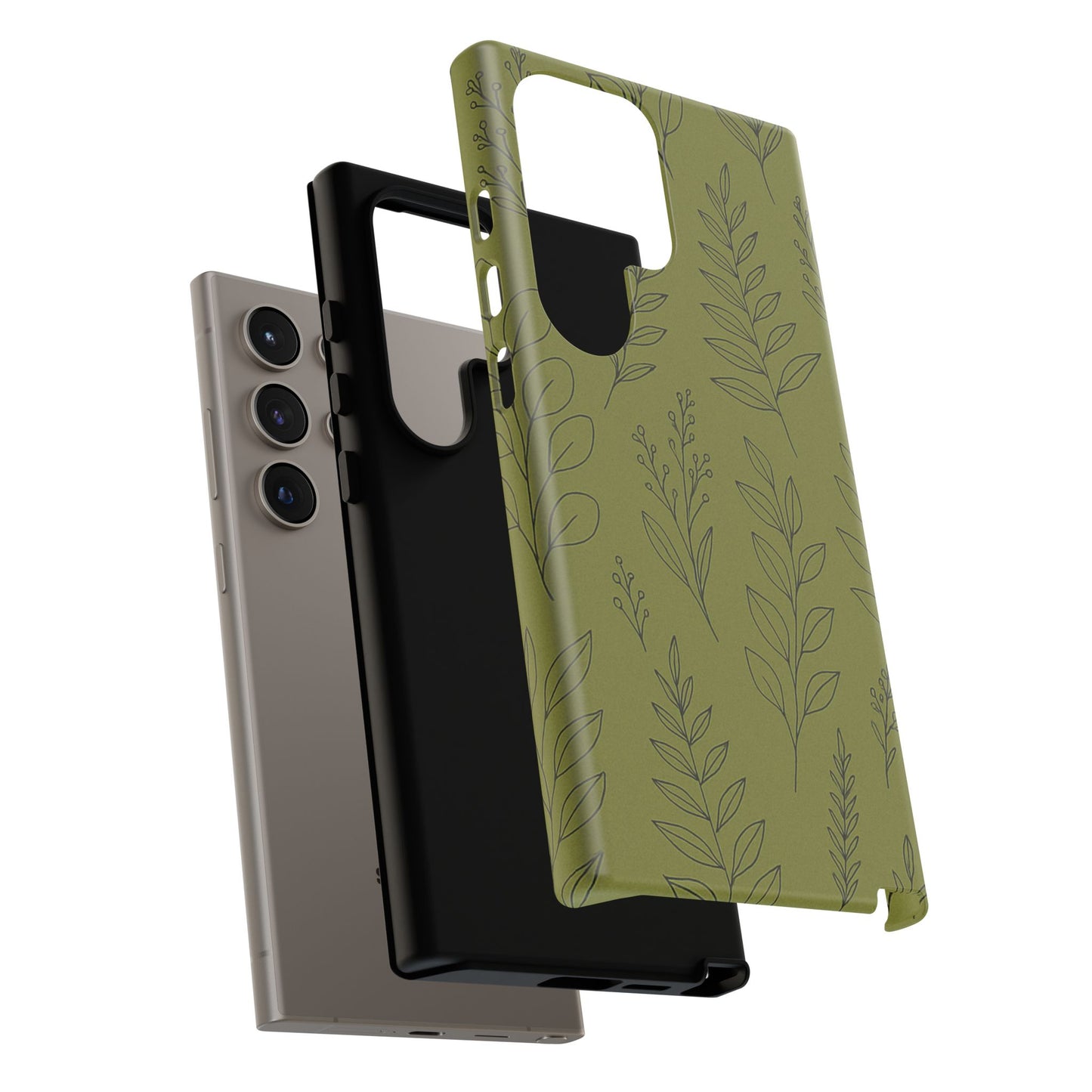 Stylish Phone Case, Botanical Design, Tough Phone Cover, Green Floral Case, Nature Inspired Gift, Eco-Friendly Accessory
