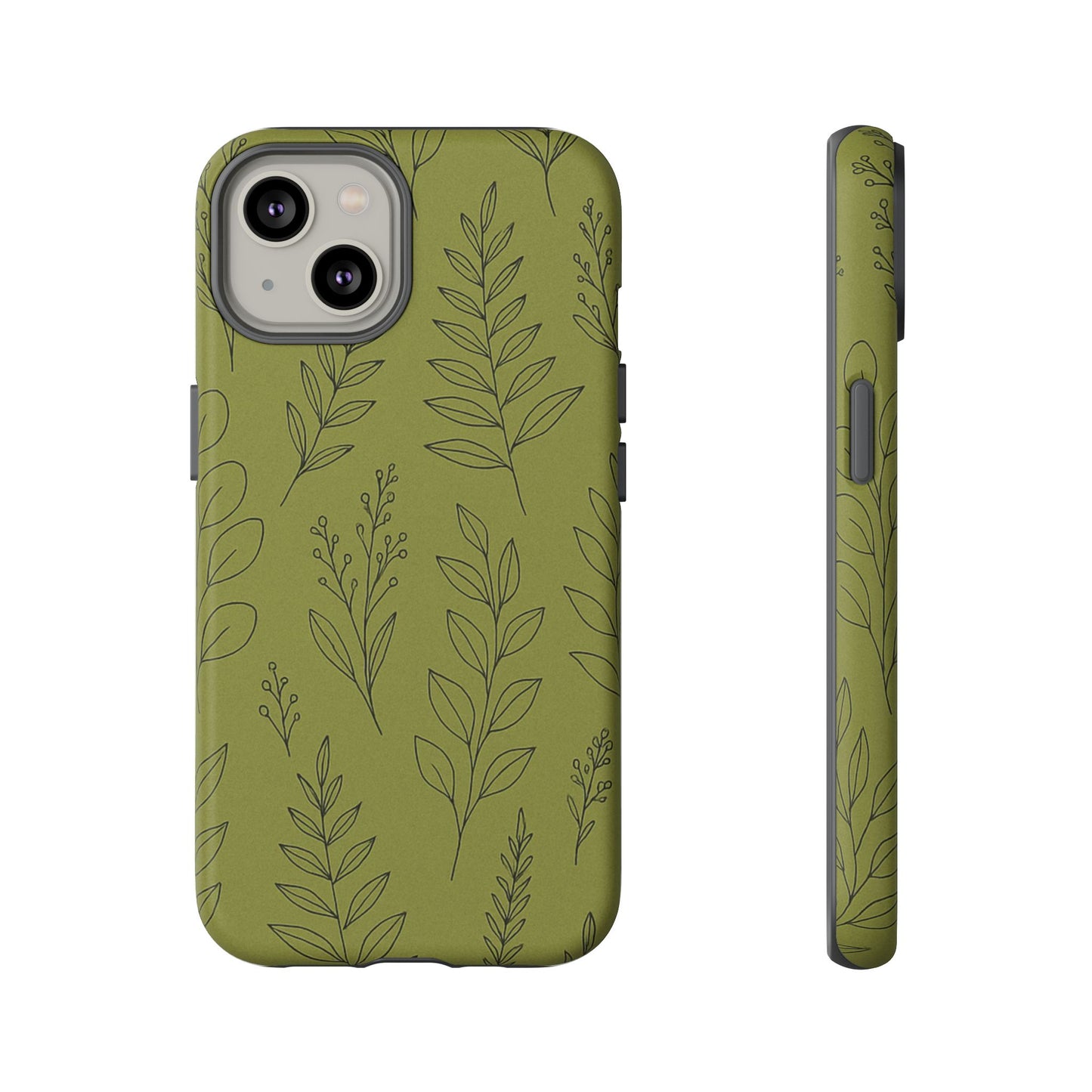Stylish Phone Case, Botanical Design, Tough Phone Cover, Green Floral Case, Nature Inspired Gift, Eco-Friendly Accessory