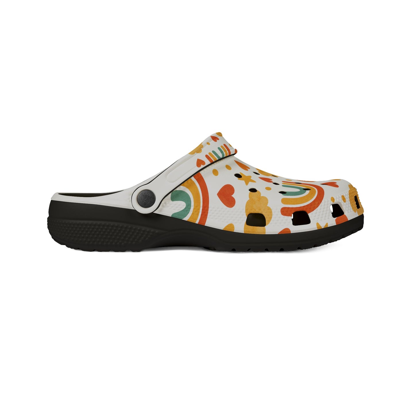 Vibrant EVA Foam Crocs – Fun Rainbow & Heart Design, Slip-On Comfort Shoes, Perfect for Summer Fun, Gardening, Holidays, Gifts