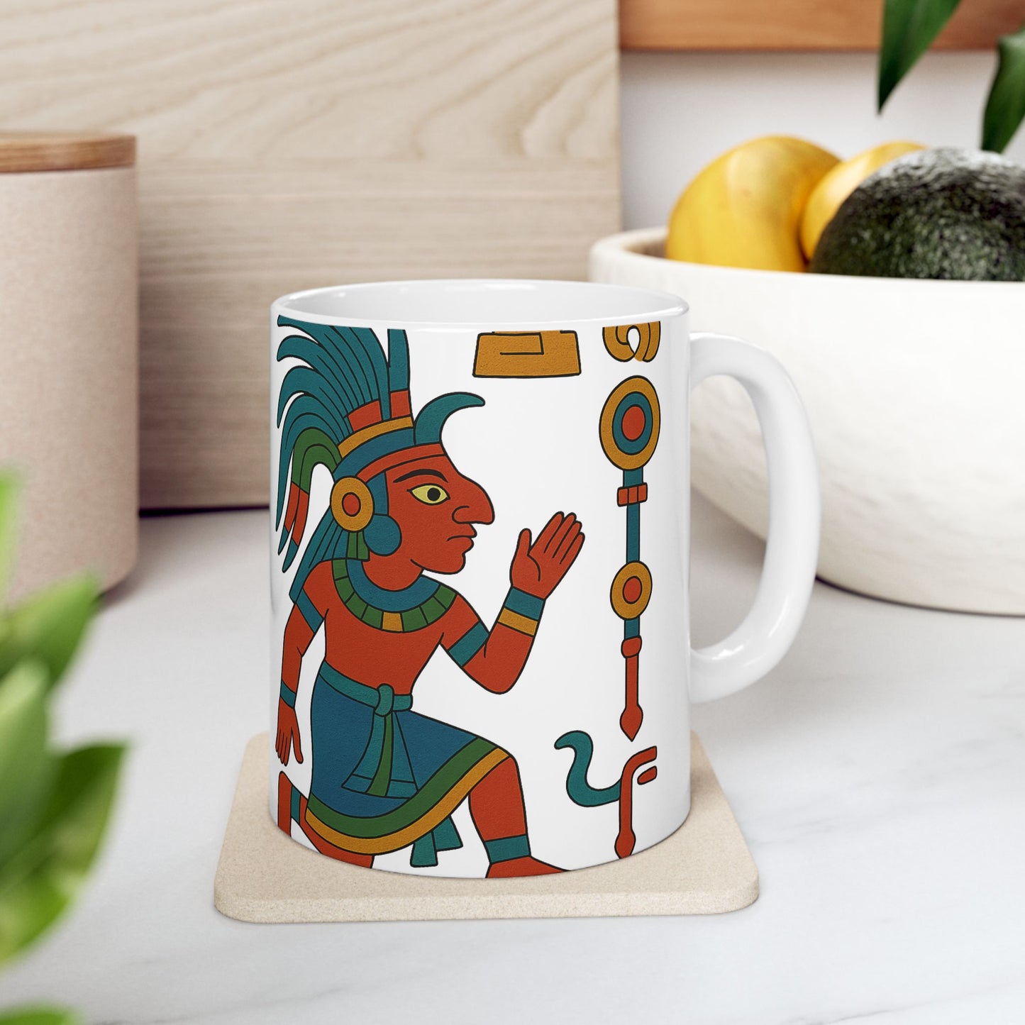 Vibrant Aztec Themed Ceramic Mug | Unique Gift for Coffee Lovers, Art Collectors, Home Decor, Cultural Enthusiasts, Birthday and Holidays, Aztec