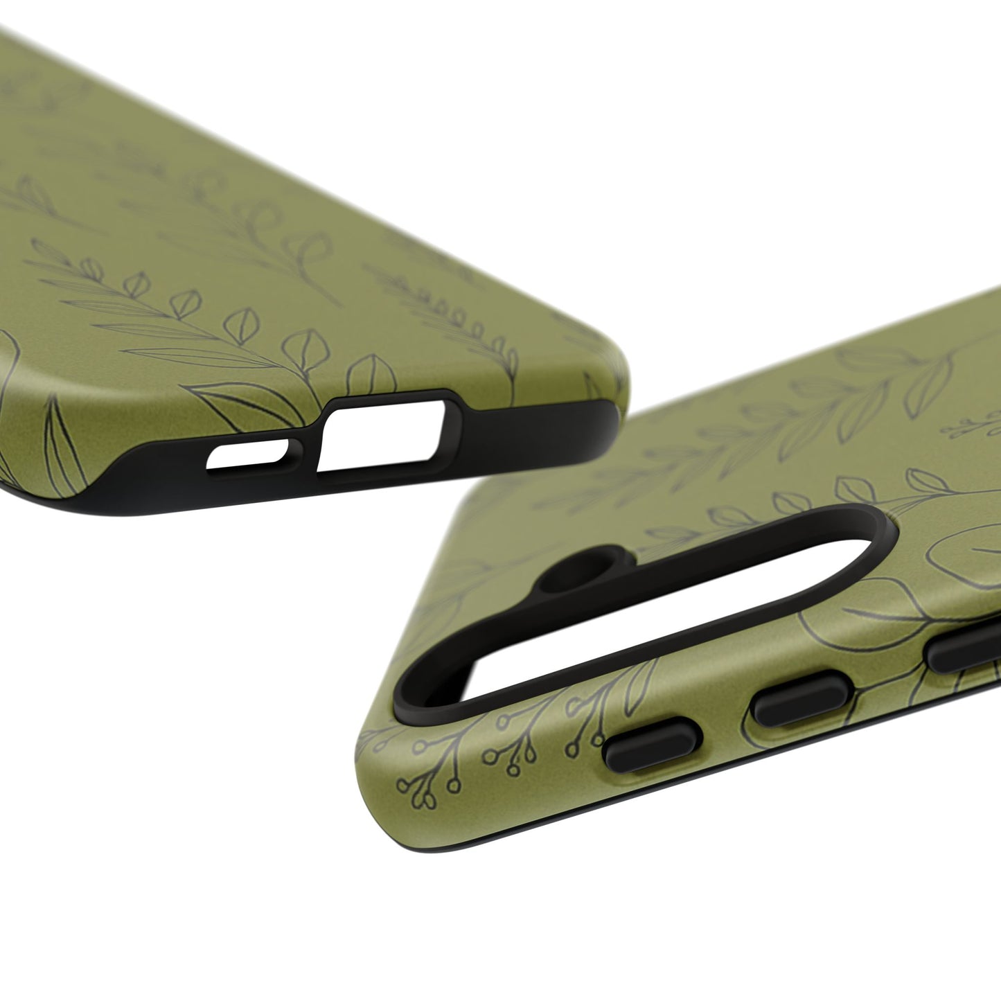 Stylish Phone Case, Botanical Design, Tough Phone Cover, Green Floral Case, Nature Inspired Gift, Eco-Friendly Accessory