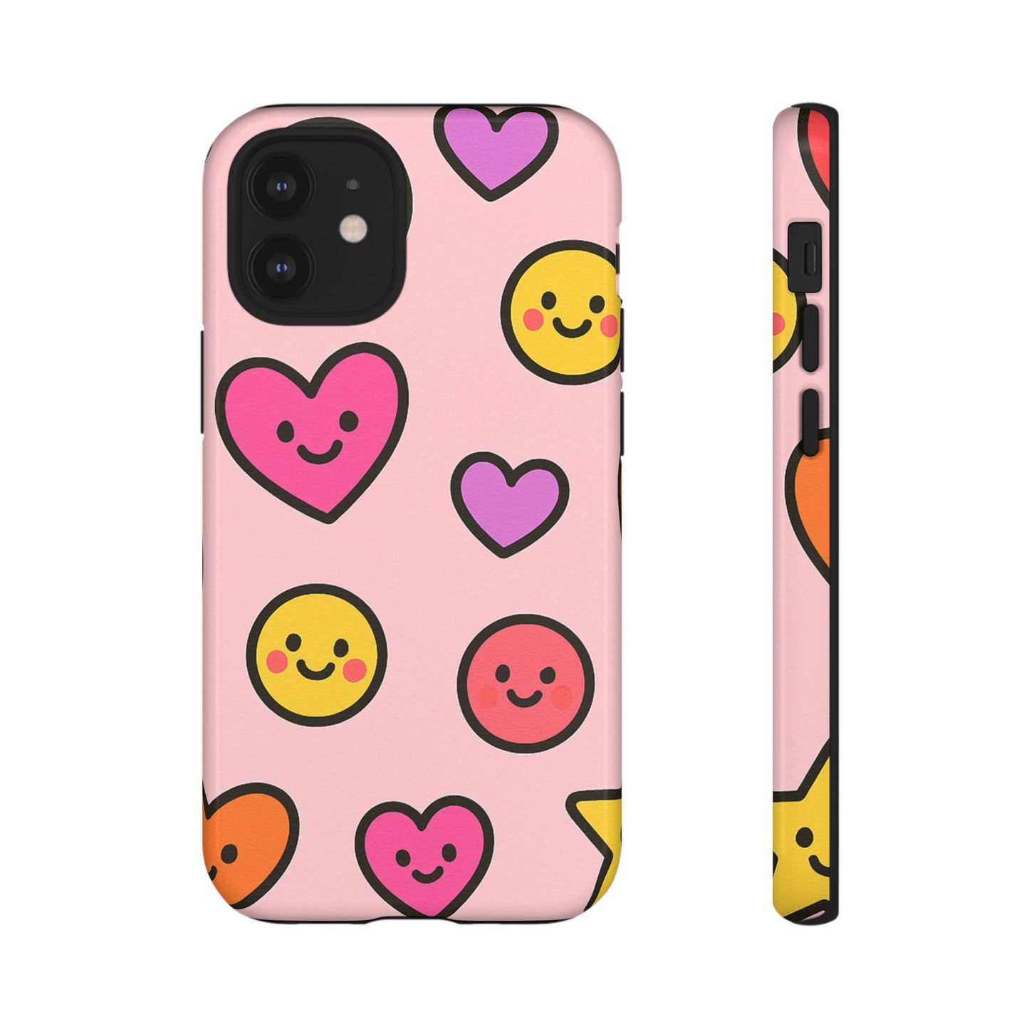Cute Phone Case with Smiley Faces and Hearts, Fun Gift for Kids and Teens, Cellphone Protector, Birthday Present, Cute Accessories