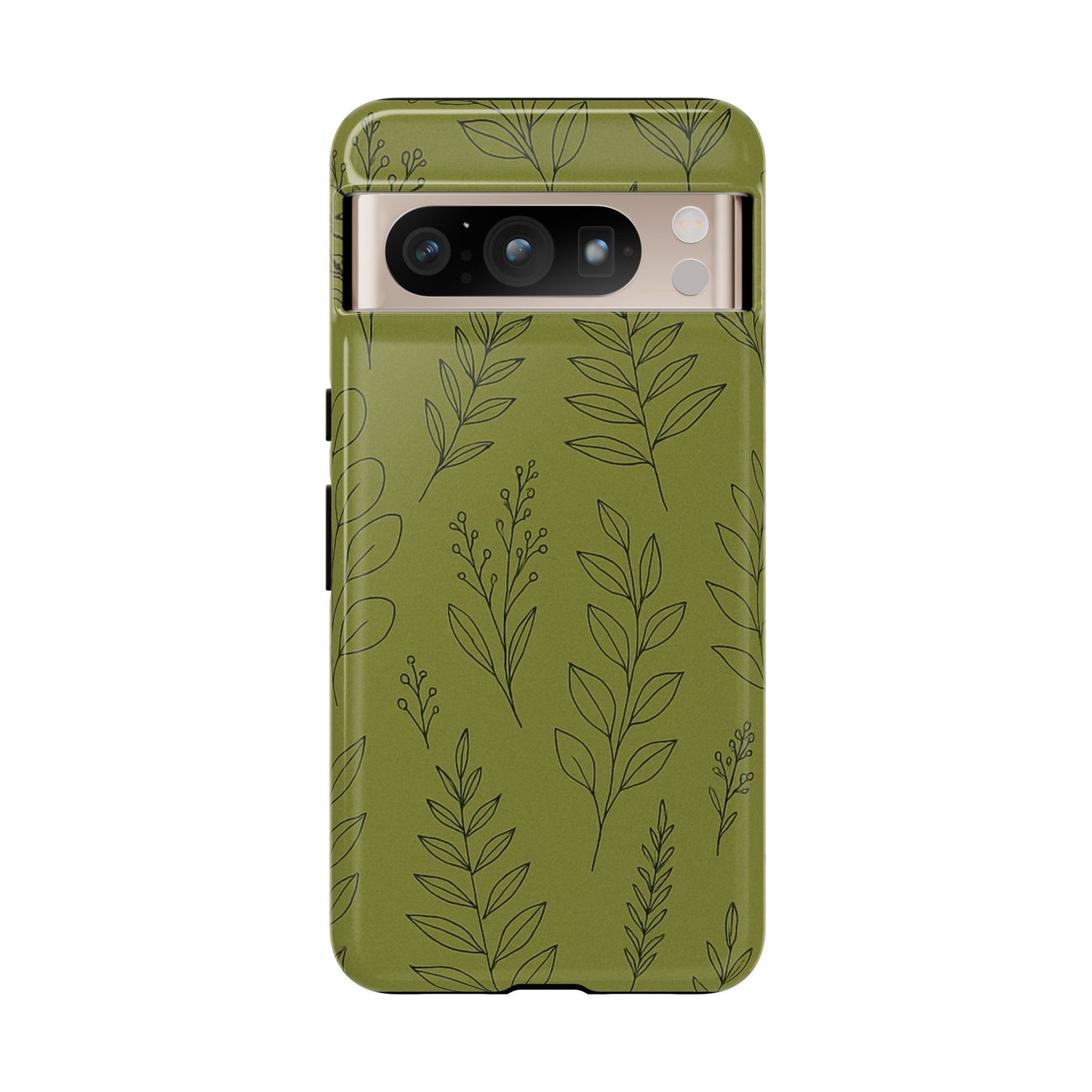 Stylish Phone Case, Botanical Design, Tough Phone Cover, Green Floral Case, Nature Inspired Gift, Eco-Friendly Accessory